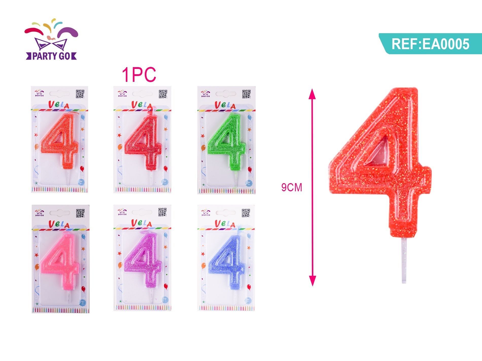 CANDELE DI COMPLEANNO NUMERI 4Party Go