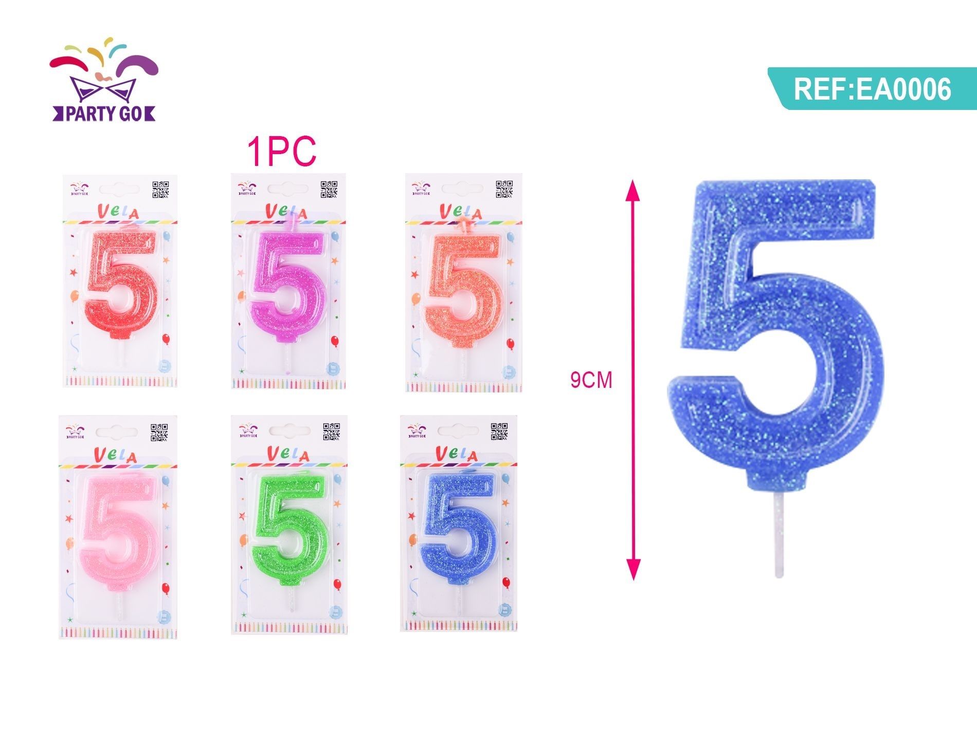 CANDELE DI COMPLEANNO NUMERI 5Party Go