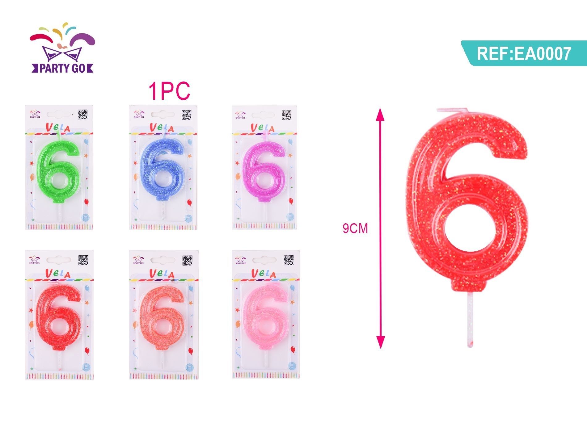 CANDELE DI COMPLEANNO NUMERI 6Party Go