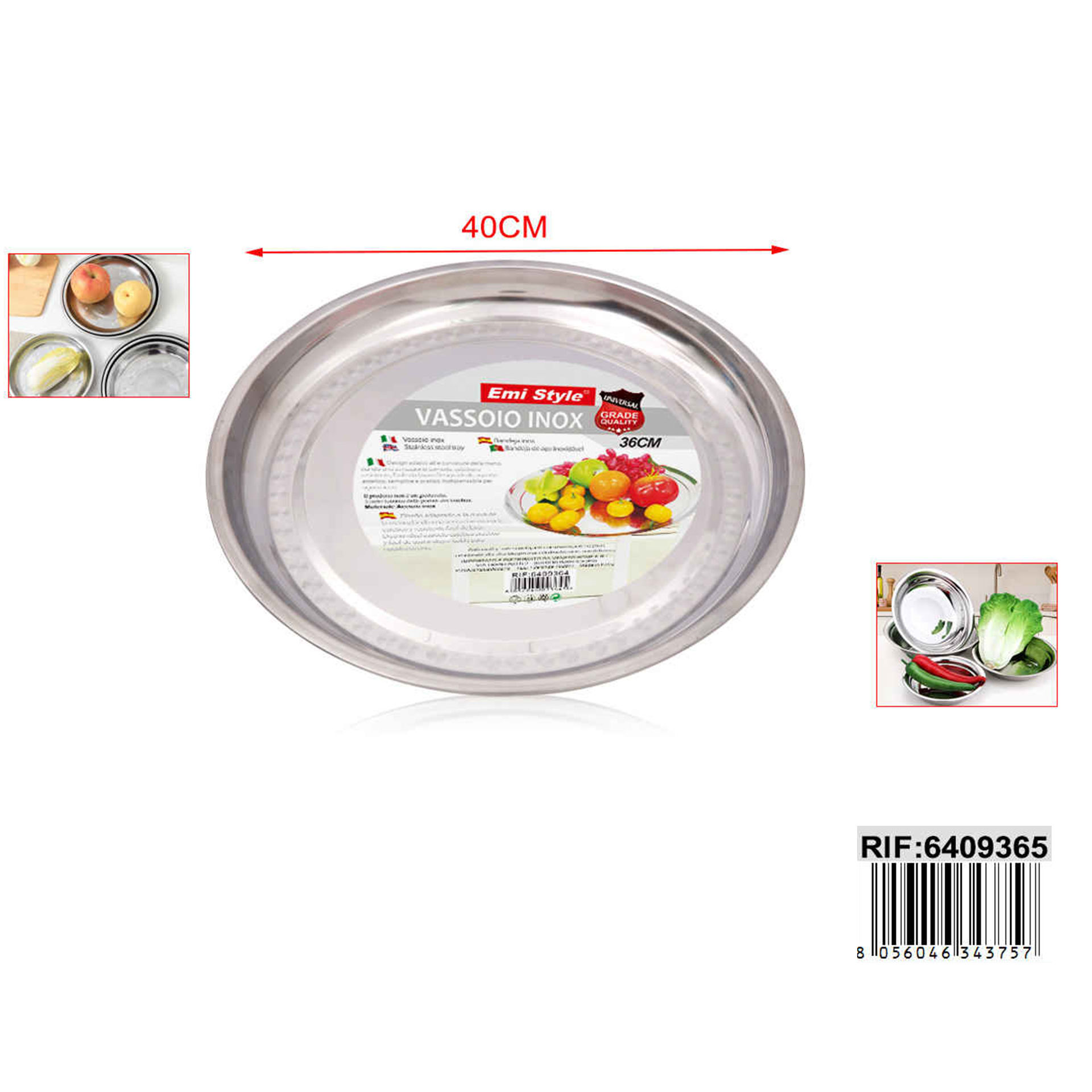 VASSOIO INOX 40CM 376G 6409365