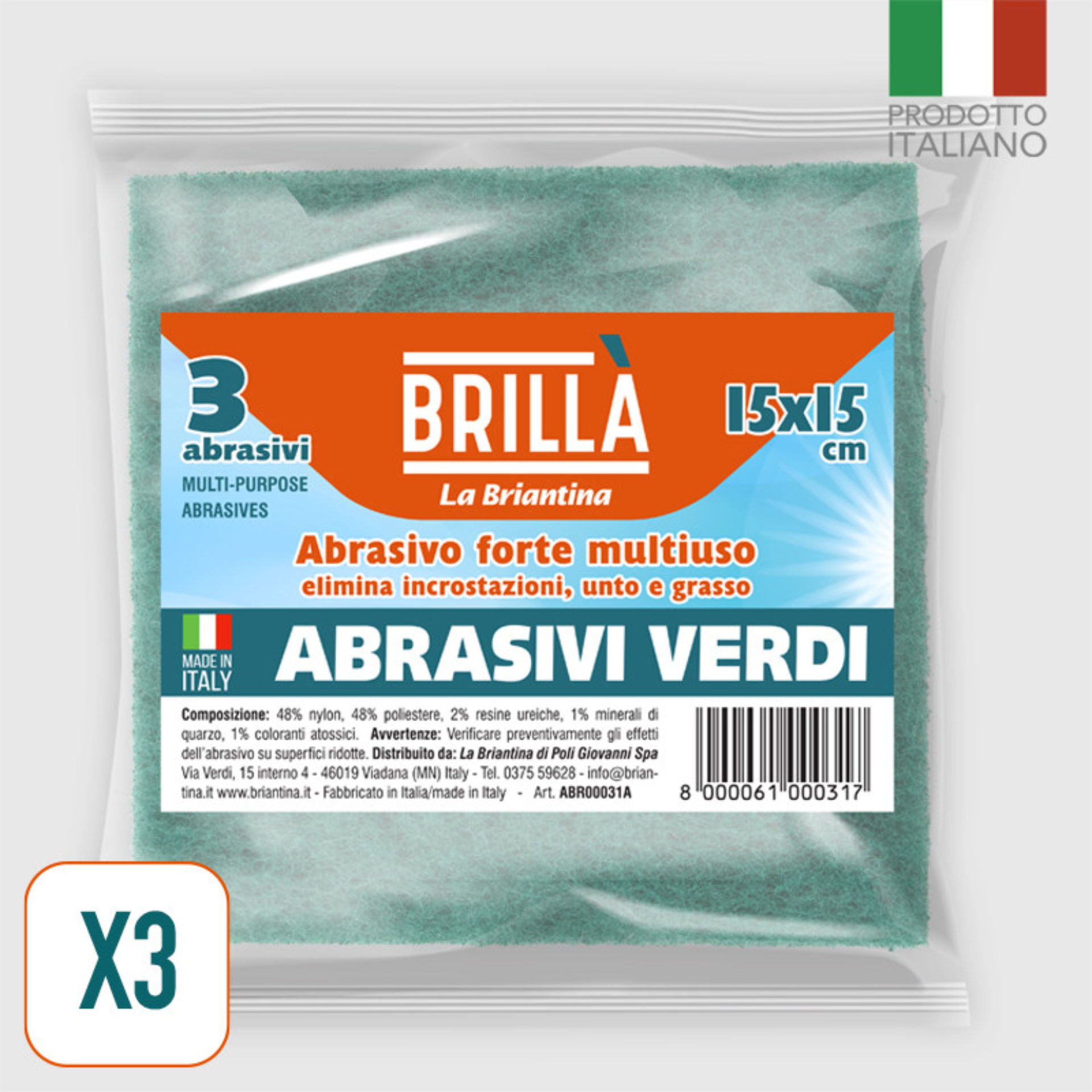 ABRASIVI VERDI 3 PZ. CM.15X15La Briantina