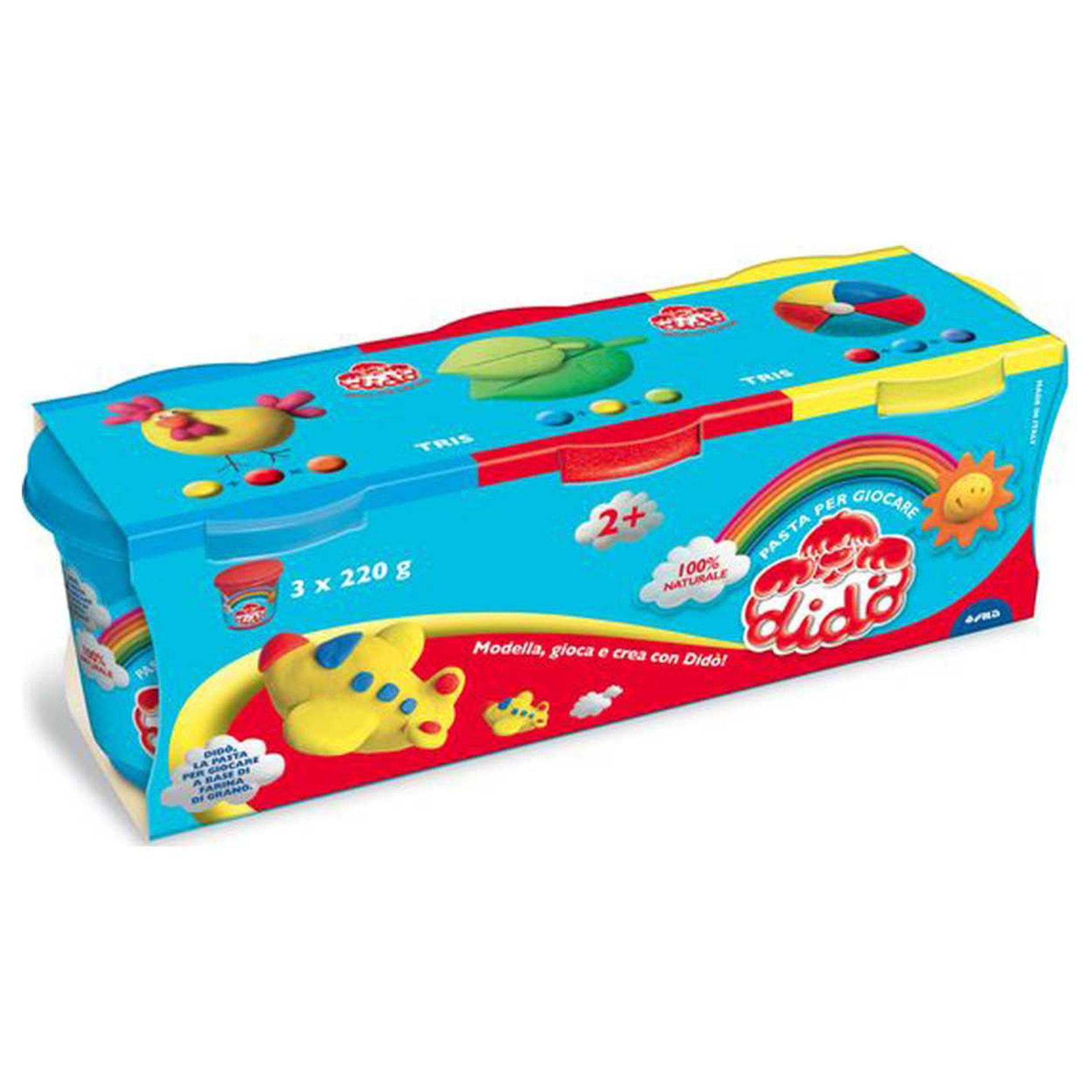 DIDO' TRIS GLITTER 3X100 GR. AZZURRO+GIALLO+ROSSODidò