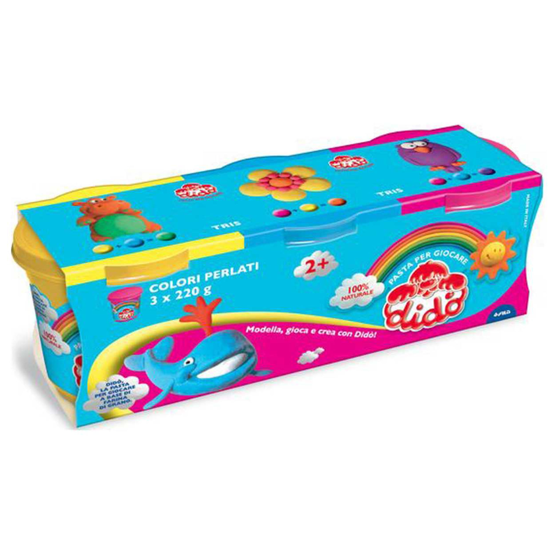 DIDO' TRIS GLITTER 3X100 GR. MAGENTA+AZZURRO+GIALLODidò