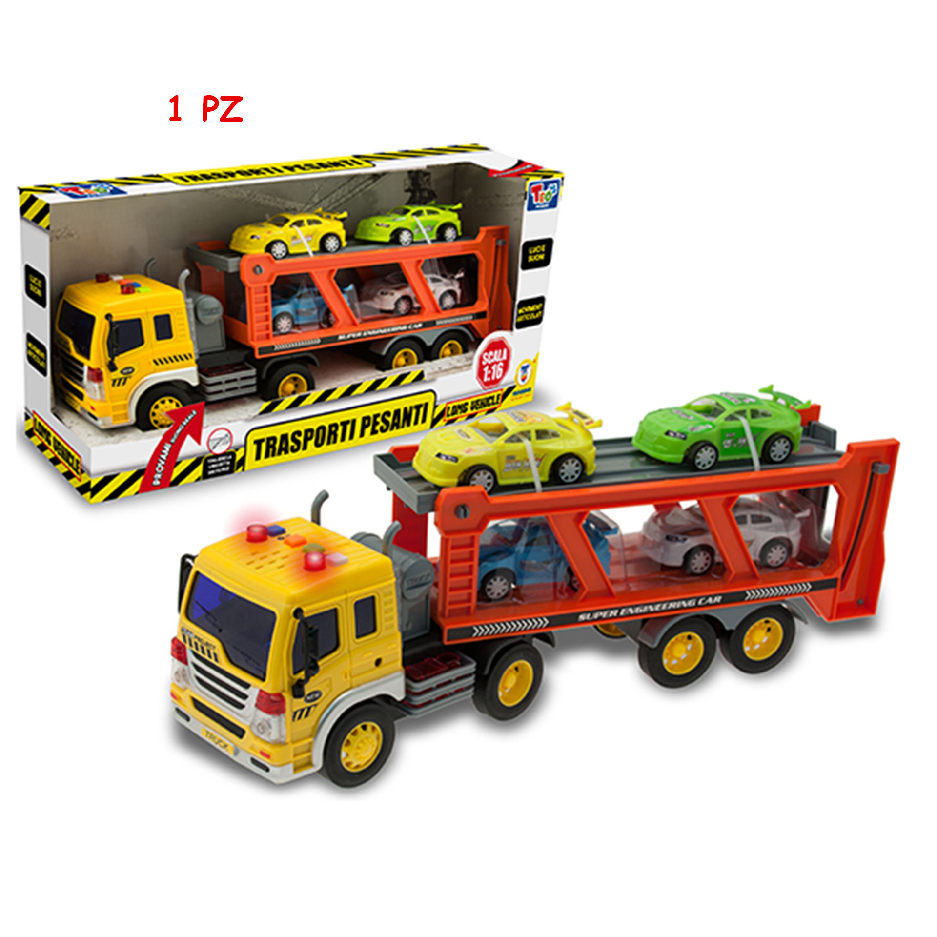 TEO S - CAMION PORTA AUTO A FRIZIONE LUCI E SUONTeorema