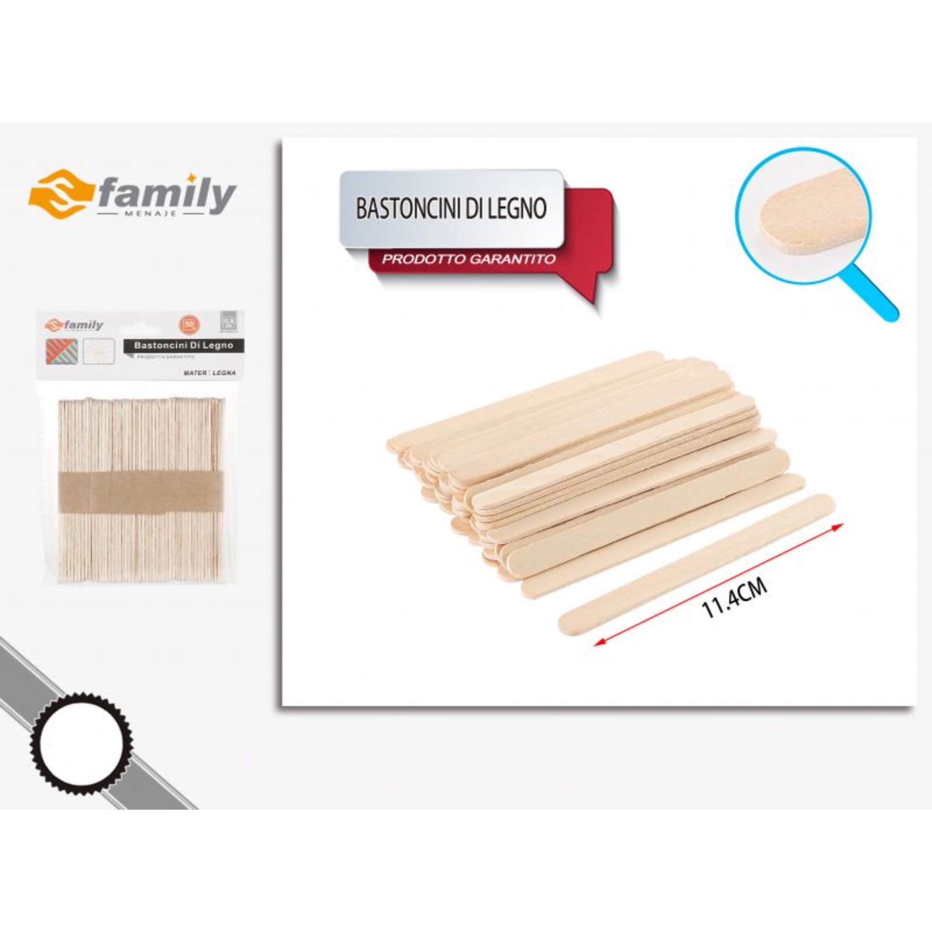 BASTONCINI DI LEGNO 50PZ 11.4CMFamily