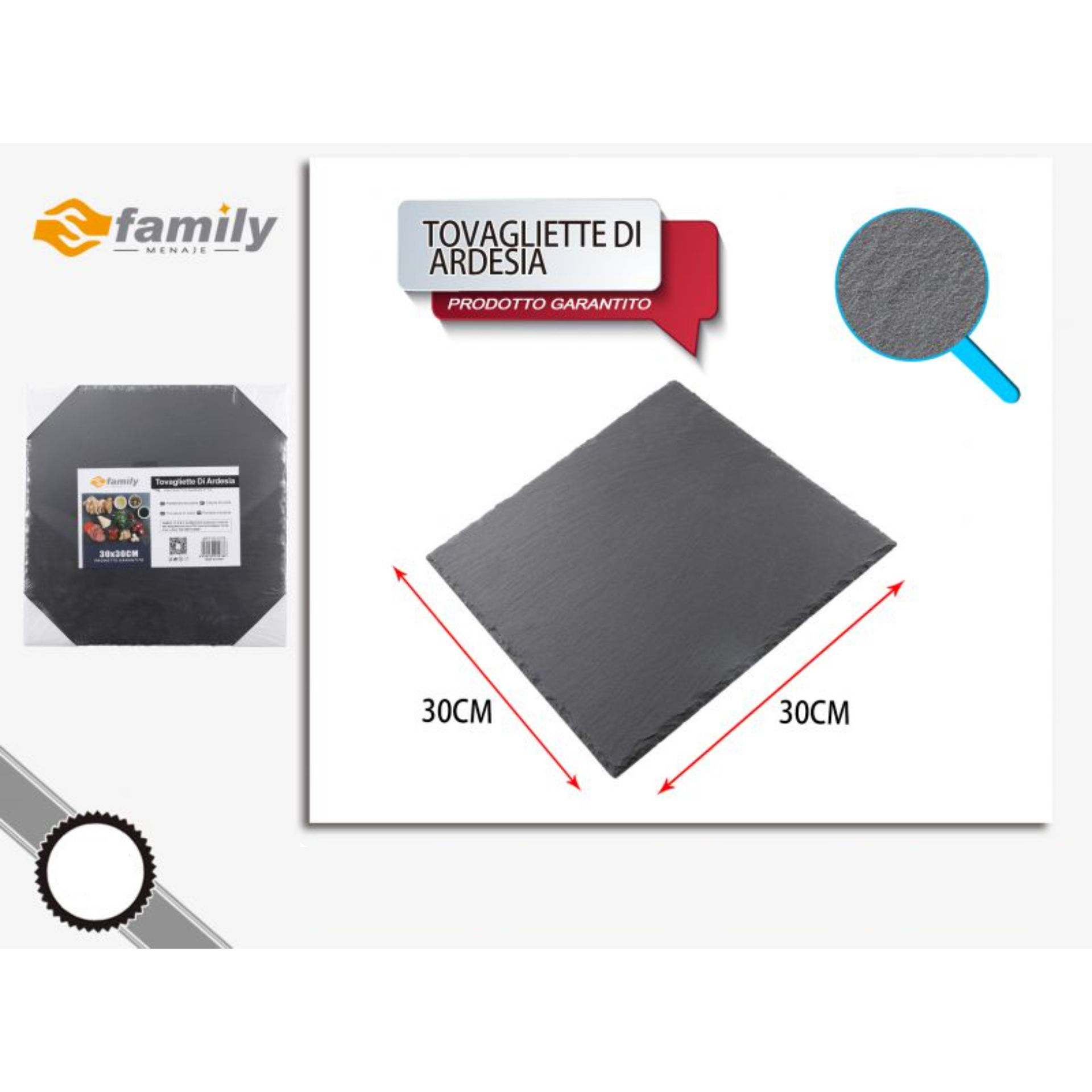 TOVAGLIETTE DI ARDESIA 30*30CMFamily