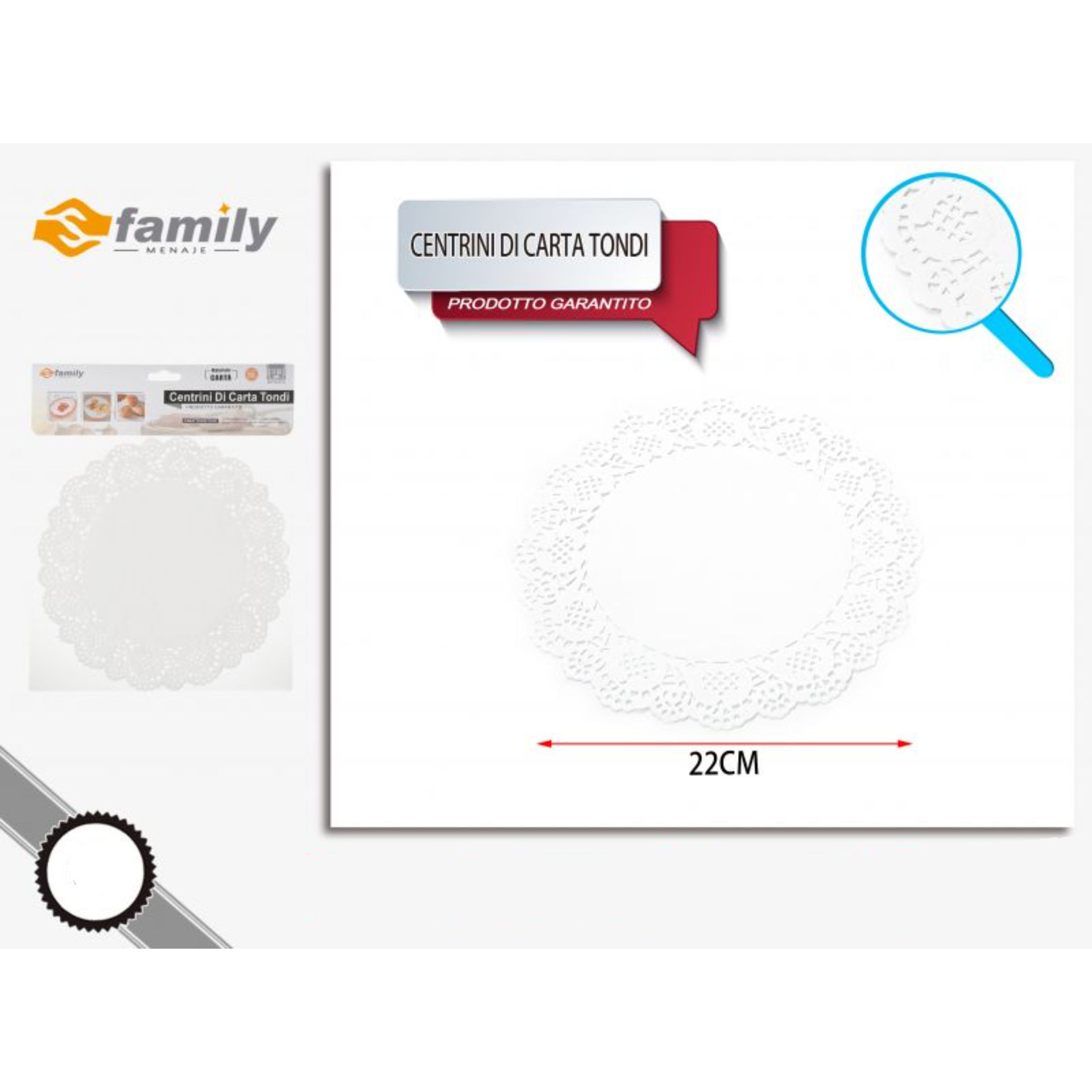CENTRINI DI CARTA TONDI 22CMFamily