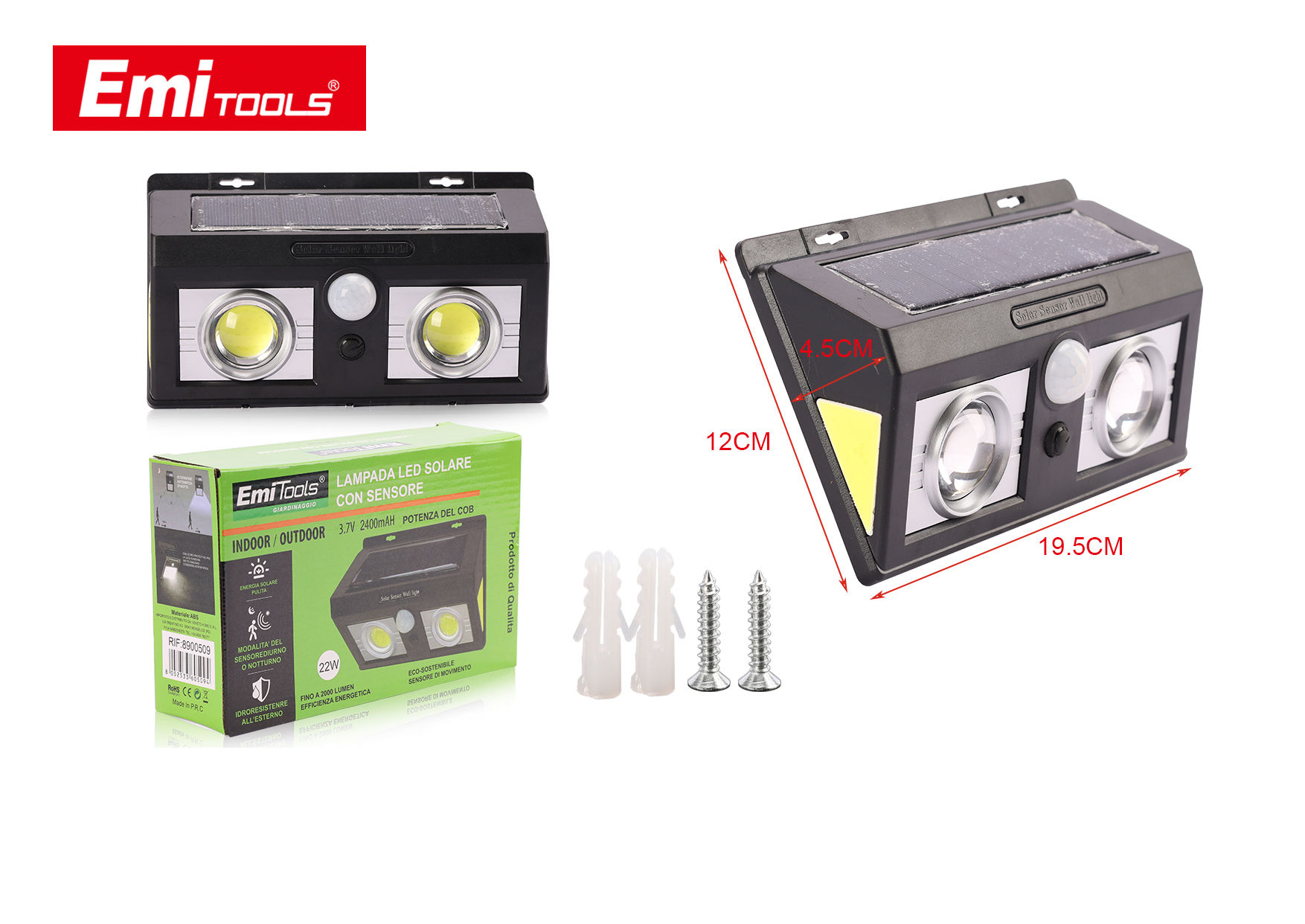 LAMPADA LED SOLARE CON SENSORE