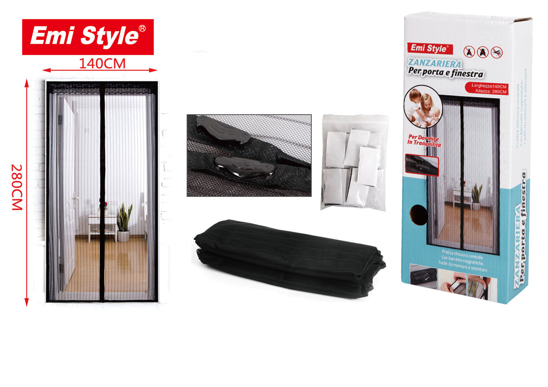 ZANZARIERA PER PORTA E FINESTRA 140*280CM