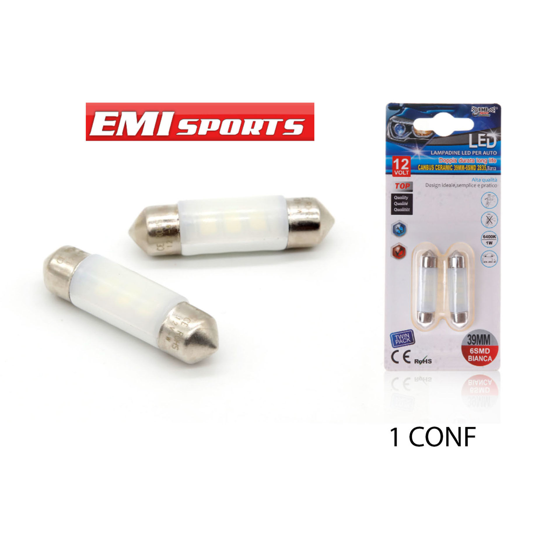 LAMPADINE LED PER AUTO 2PCS 39MMEmi Style