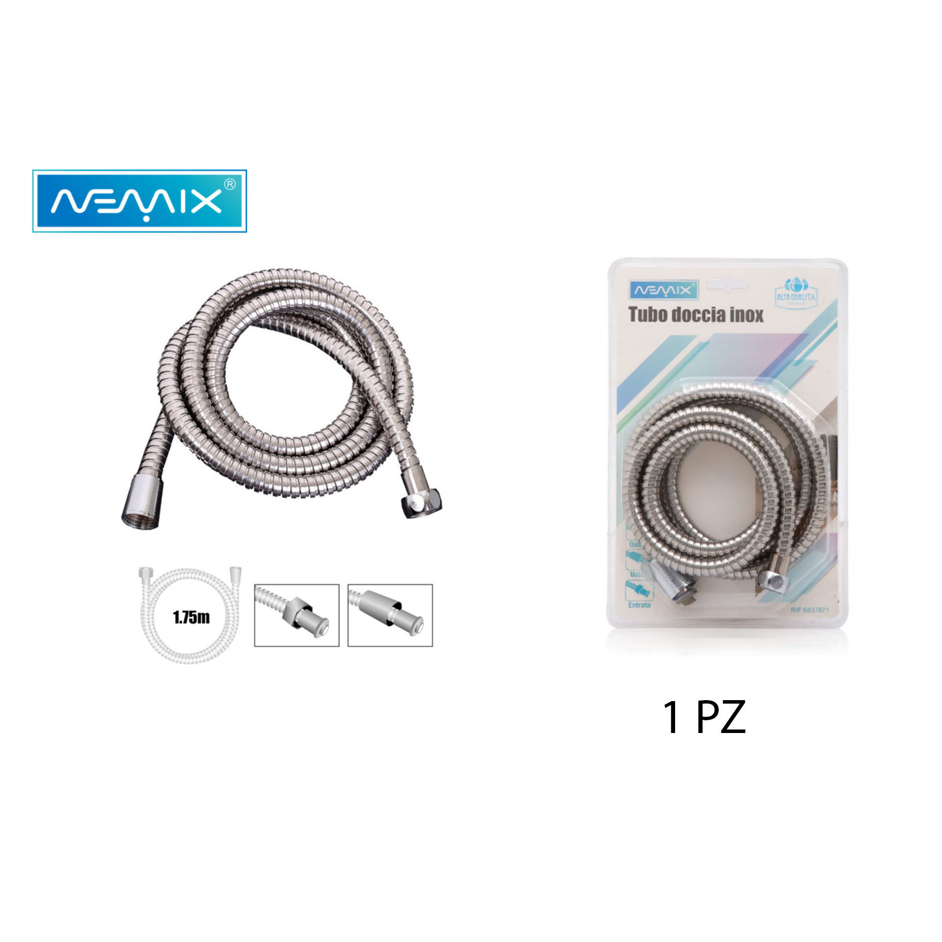 TUBO DOCCIA INOX 1.75MNemix