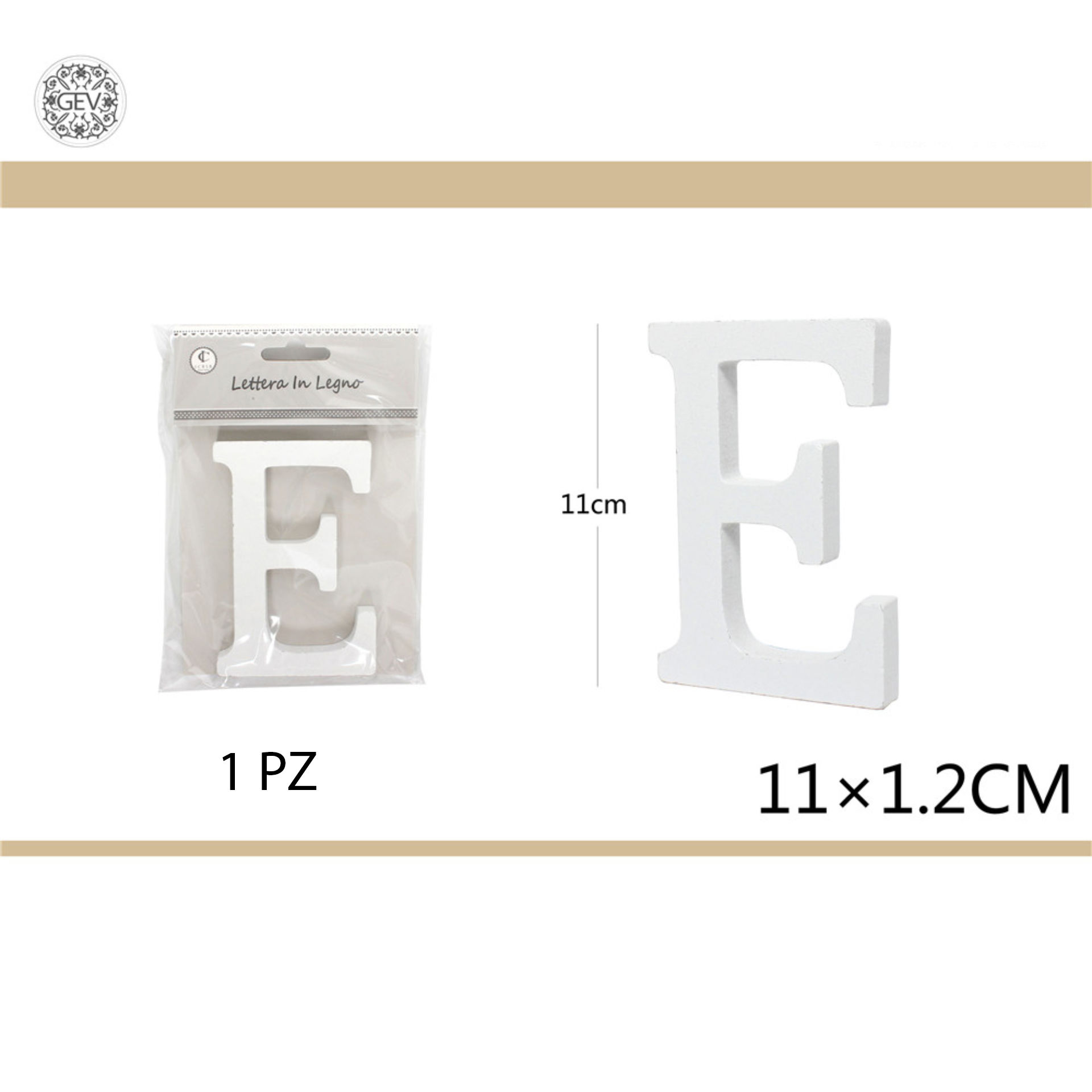 GEV LETTERA E IN LEGNO 11CM*1.2CMGev