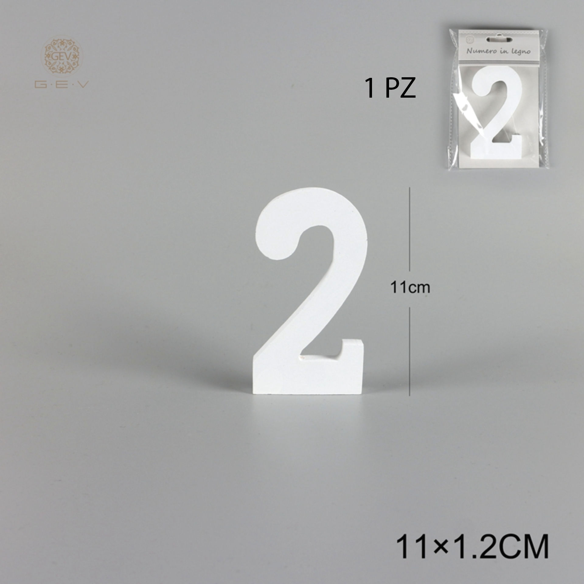 NUMERO 2 IN LEGNO 11X1.2CMGev