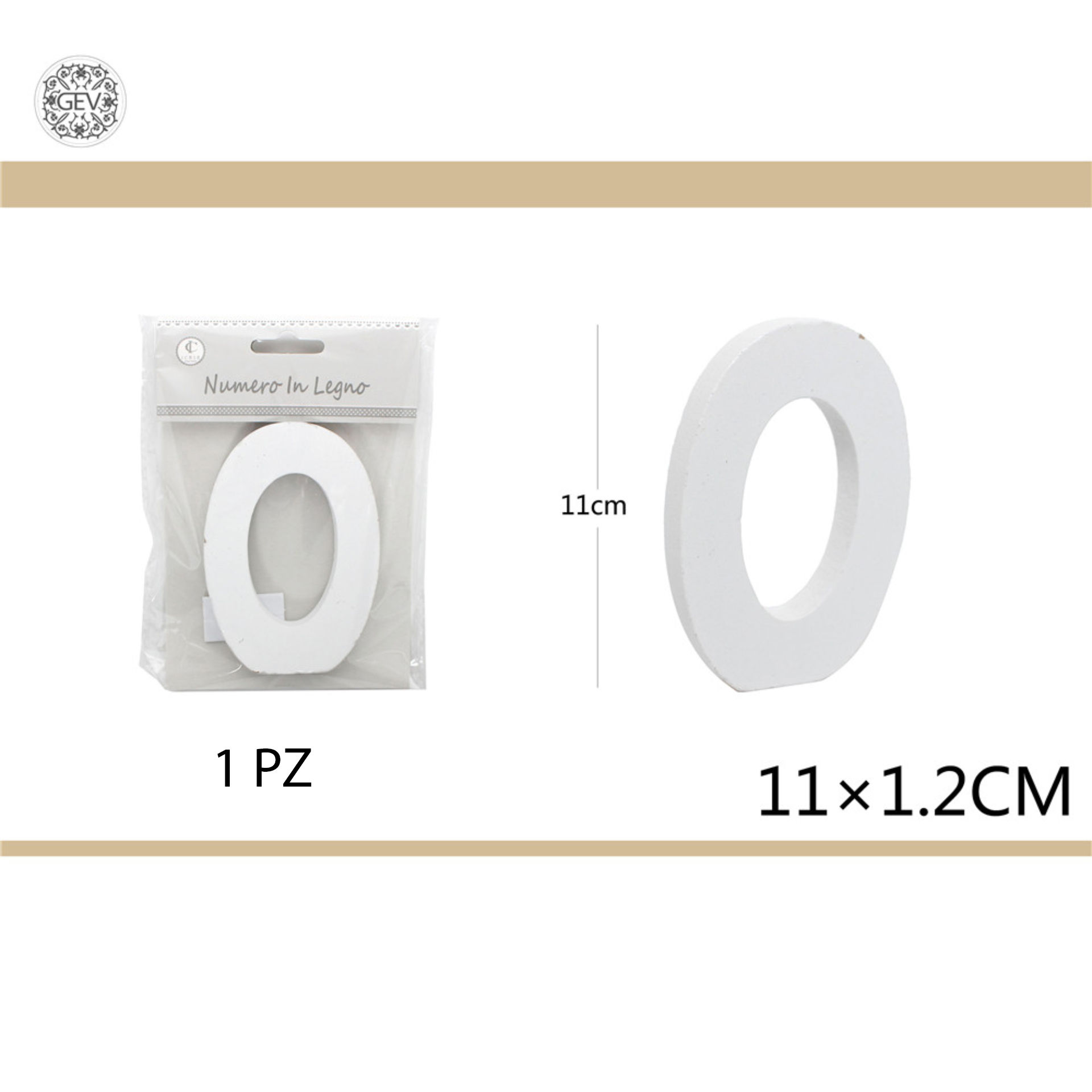 GEV LETTERA O IN LEGNO 11CM*1.2CMGev