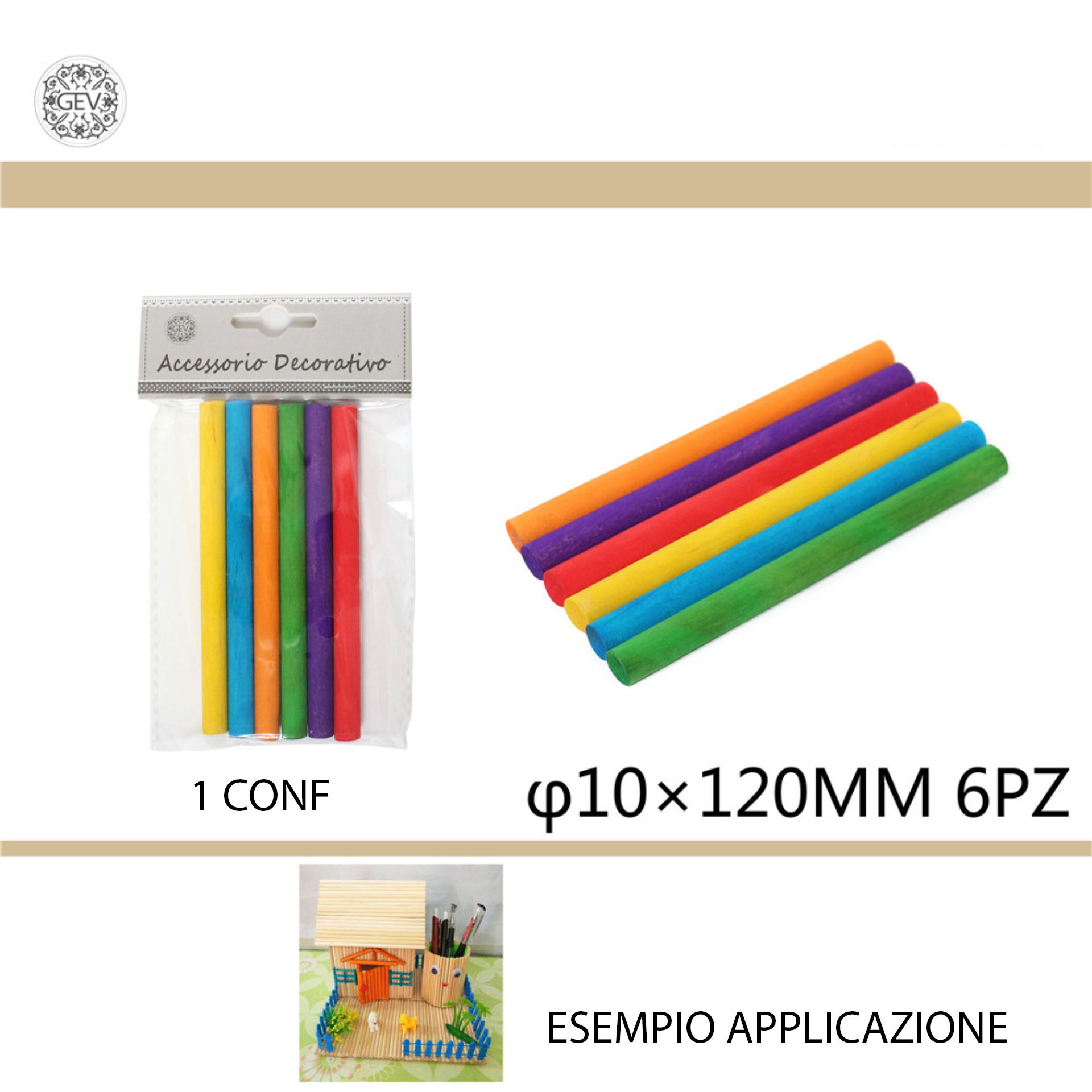 BASTONCINI IN LEGNO 10*120MM 6PCSGev