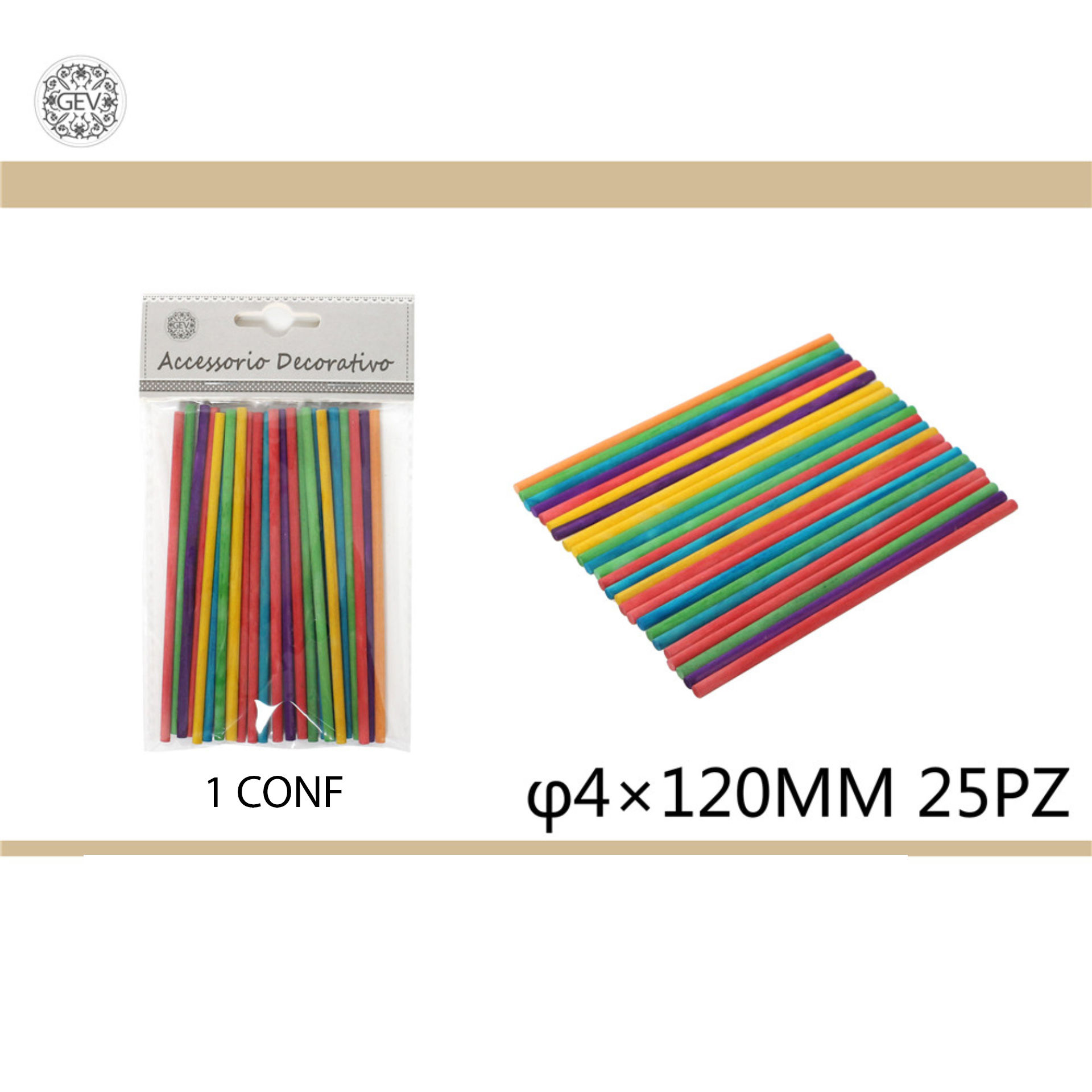 BASTONCICINI IN LEGNO 4*120MM 25PCSGev