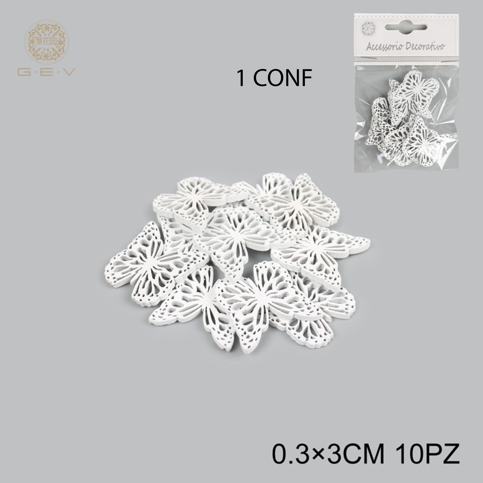 DEC.IN LEGNO 3CM 10PCSGev