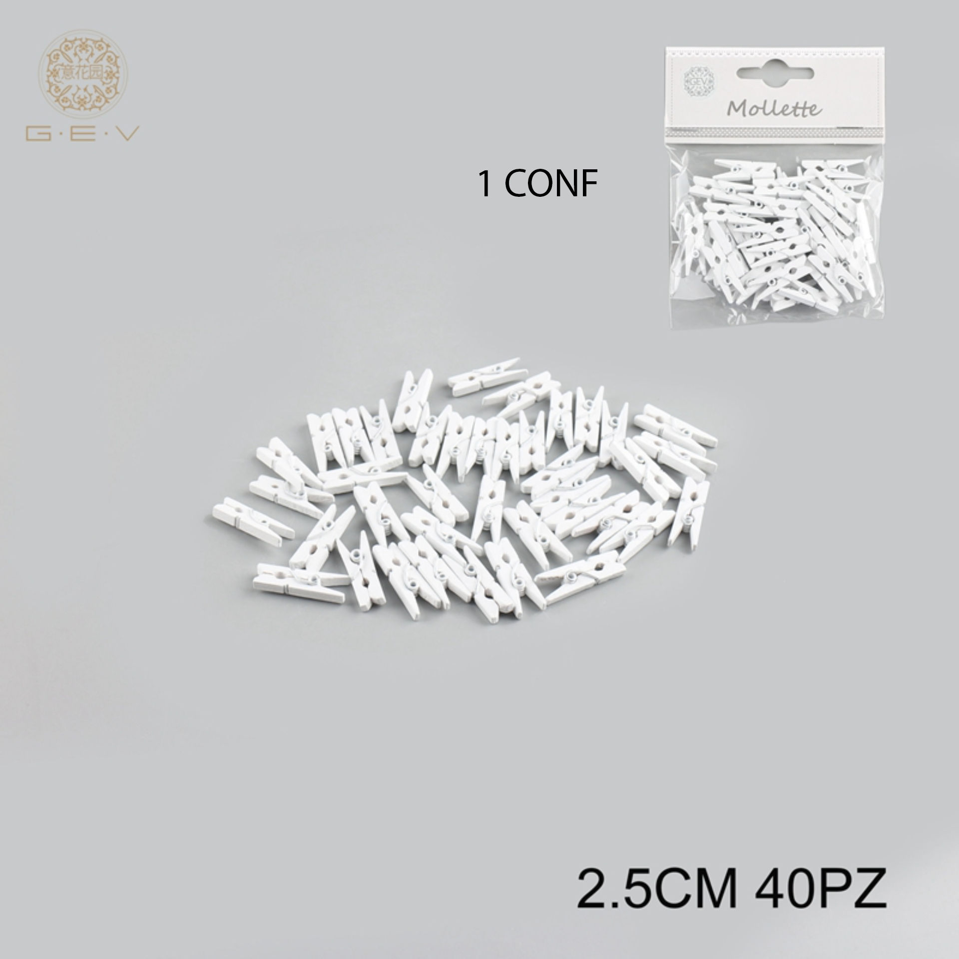 MOLLETTINE LEGNO 2.5CM CF.40PZ BIANCHEGev