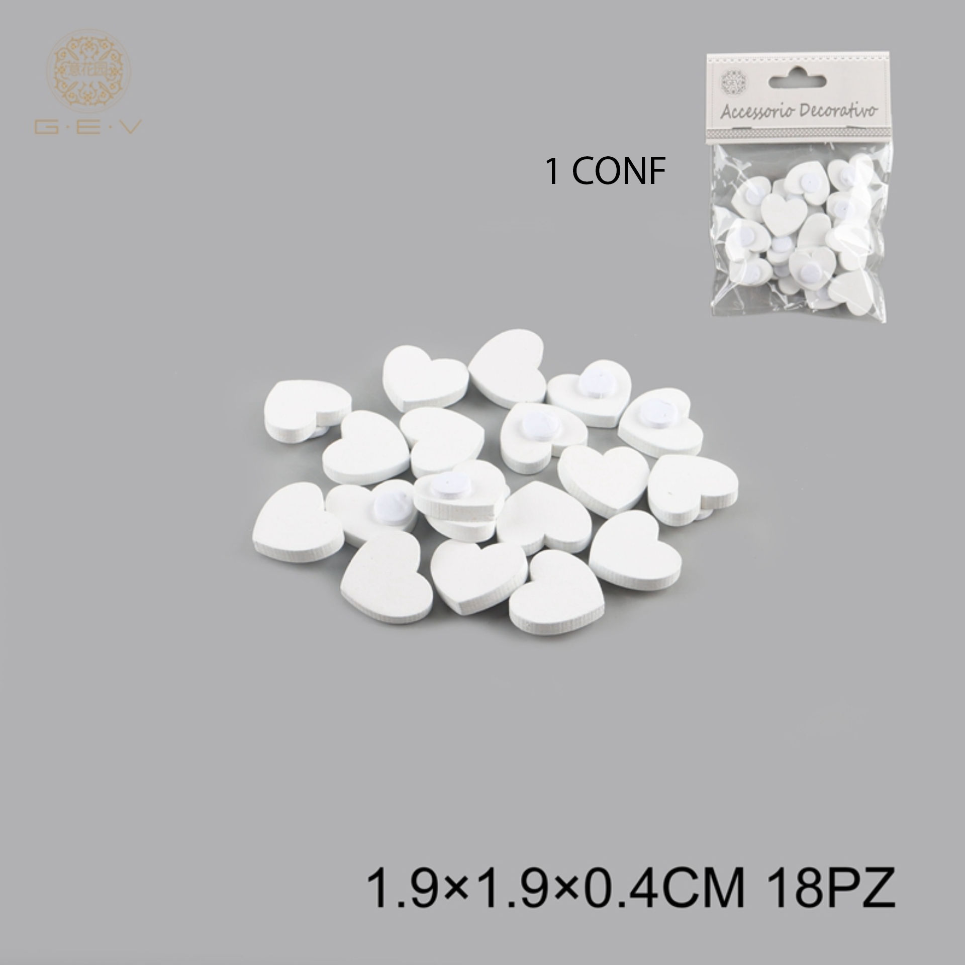 CUORE IN LEGNO ADESIVO 1.9CM 18PZGev