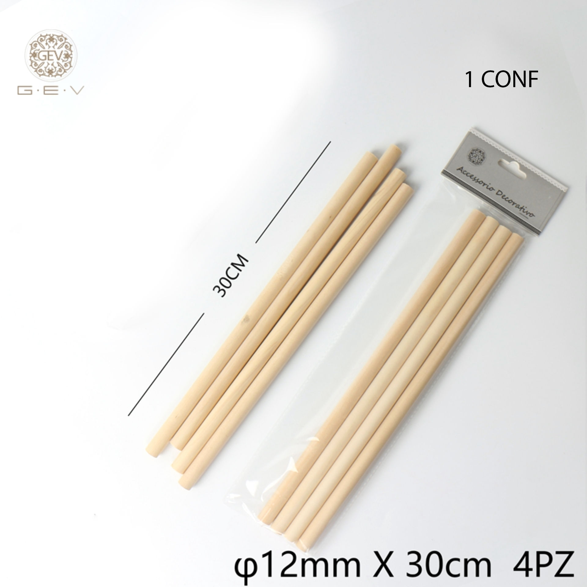 BASTONCINI IN LEGNO 12*300MM 4PCGev