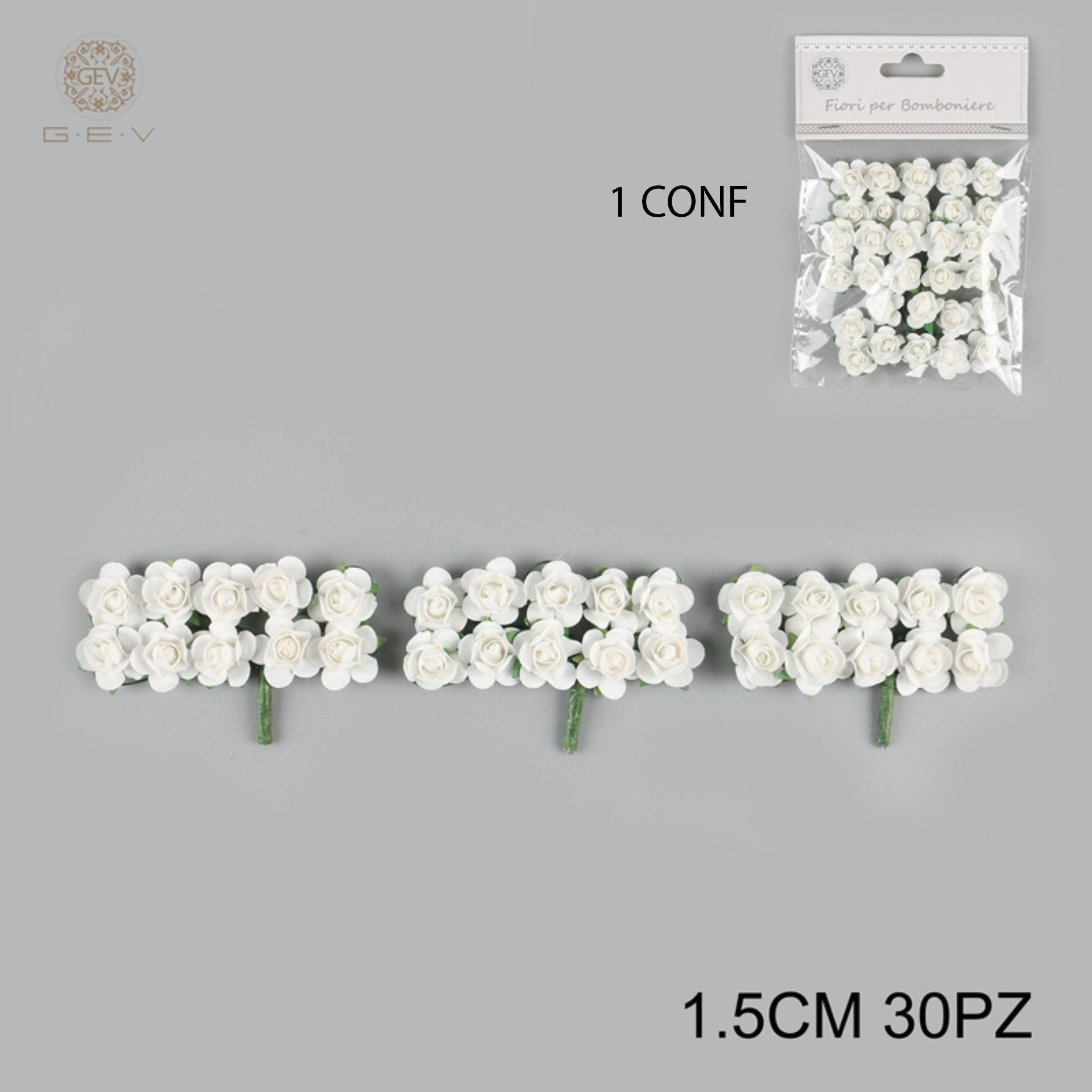 GEV FIORELLINI X BOMBONIERE 1.5CM 30PZ BIANCOGev