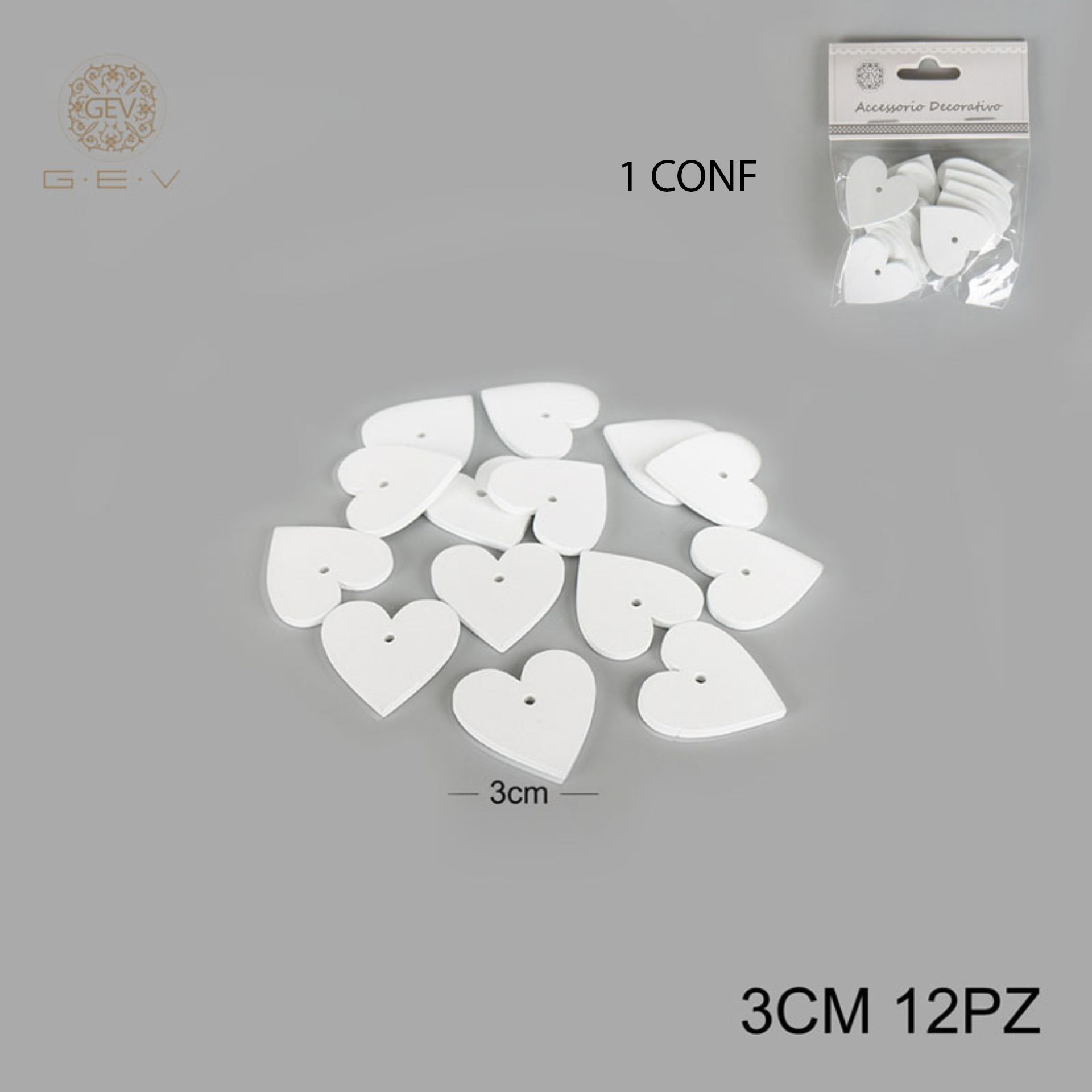 DEC.IN LEGNO CUORE 3CMX12PZGev