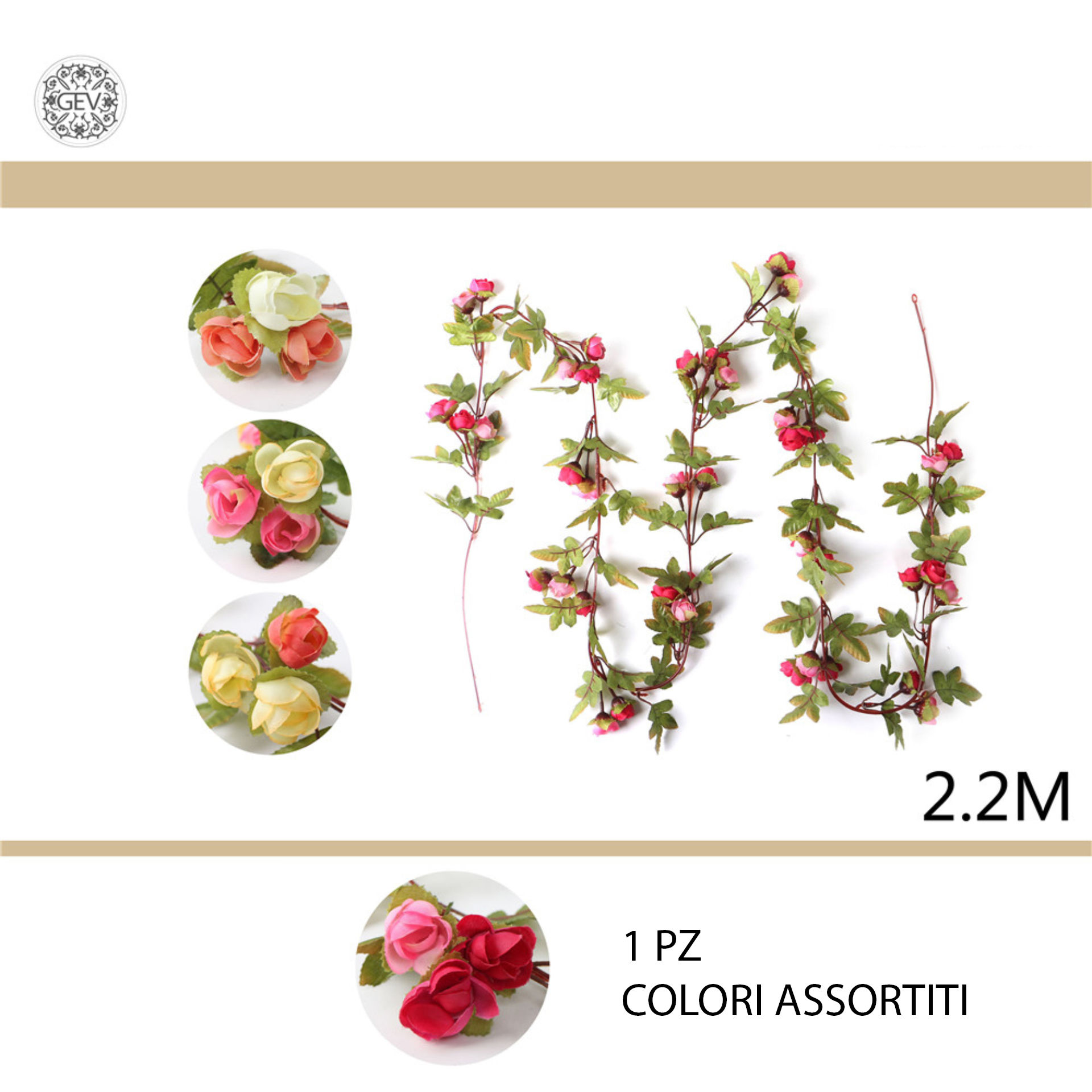 GHIRLANDA ROSE RAMPICANTI 220CMGev