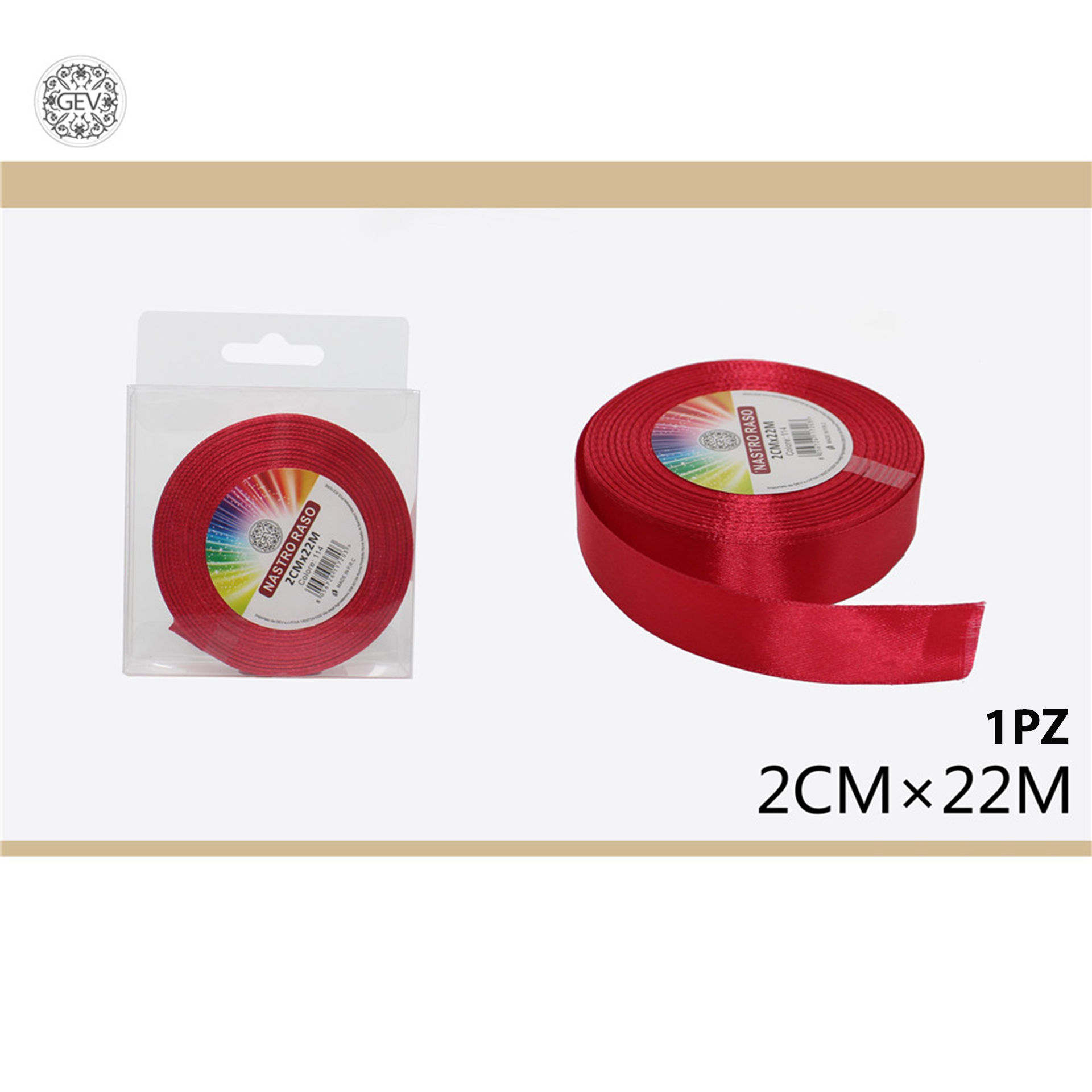 NASTRO RASO 22MTX2CM ROSSOGev
