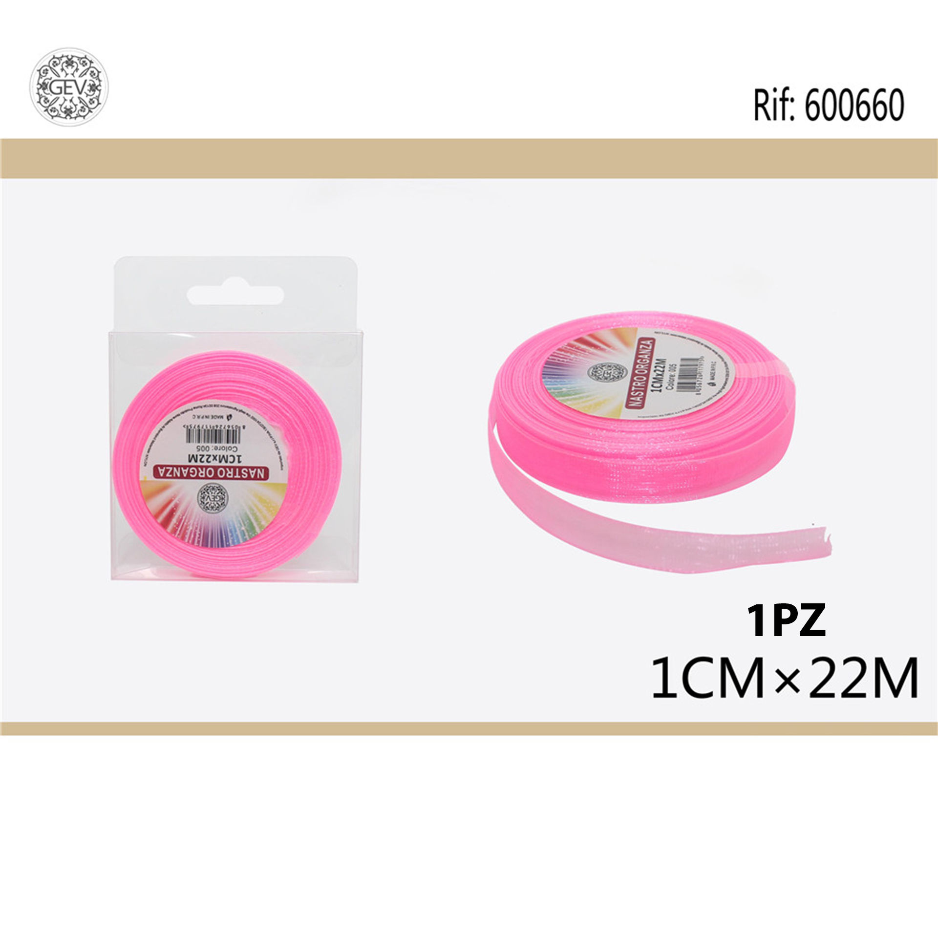 NASTRO ORGANZA 1.0CMX25 ROSAGev