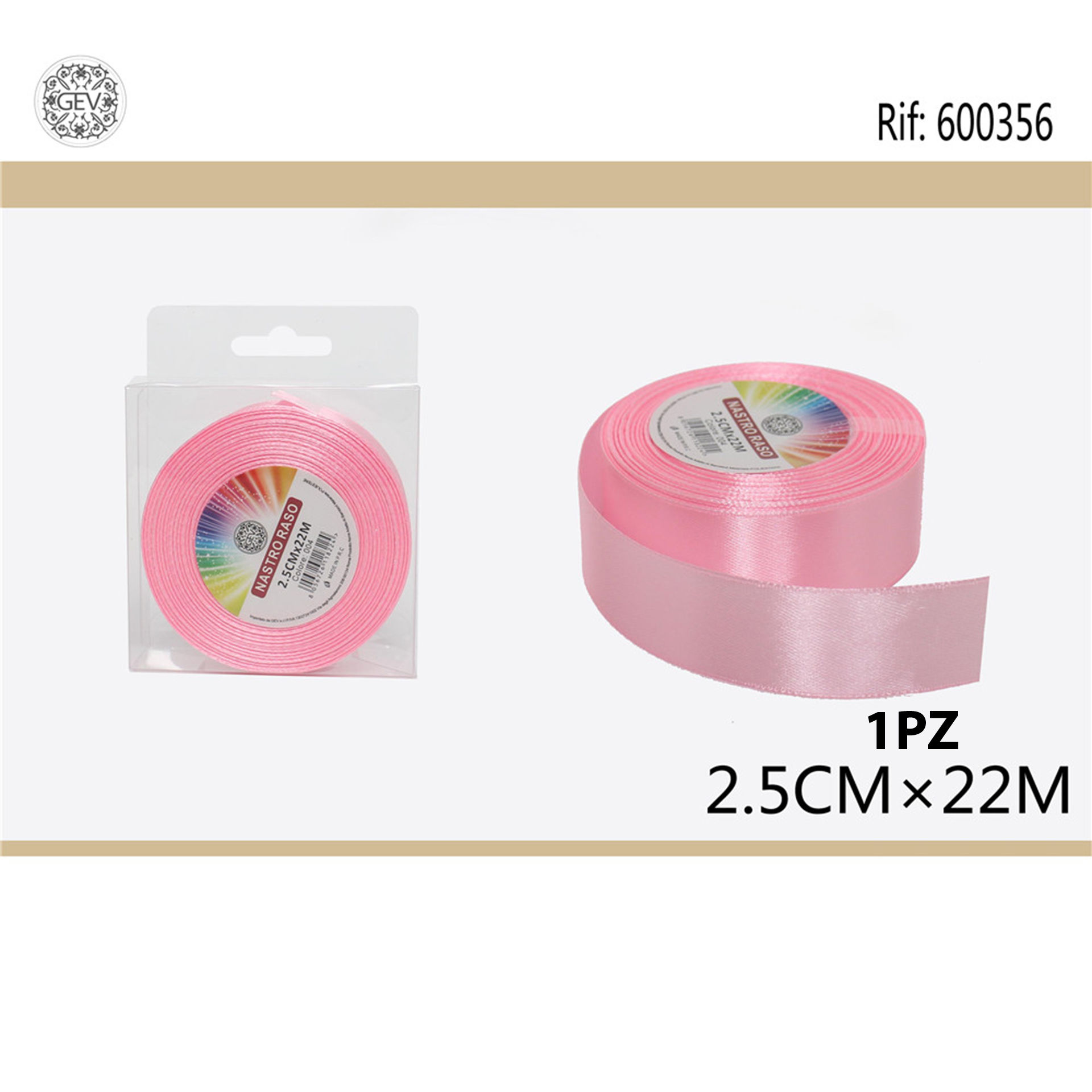 NASTRO RASO 2.5CMX25 ROSAGev