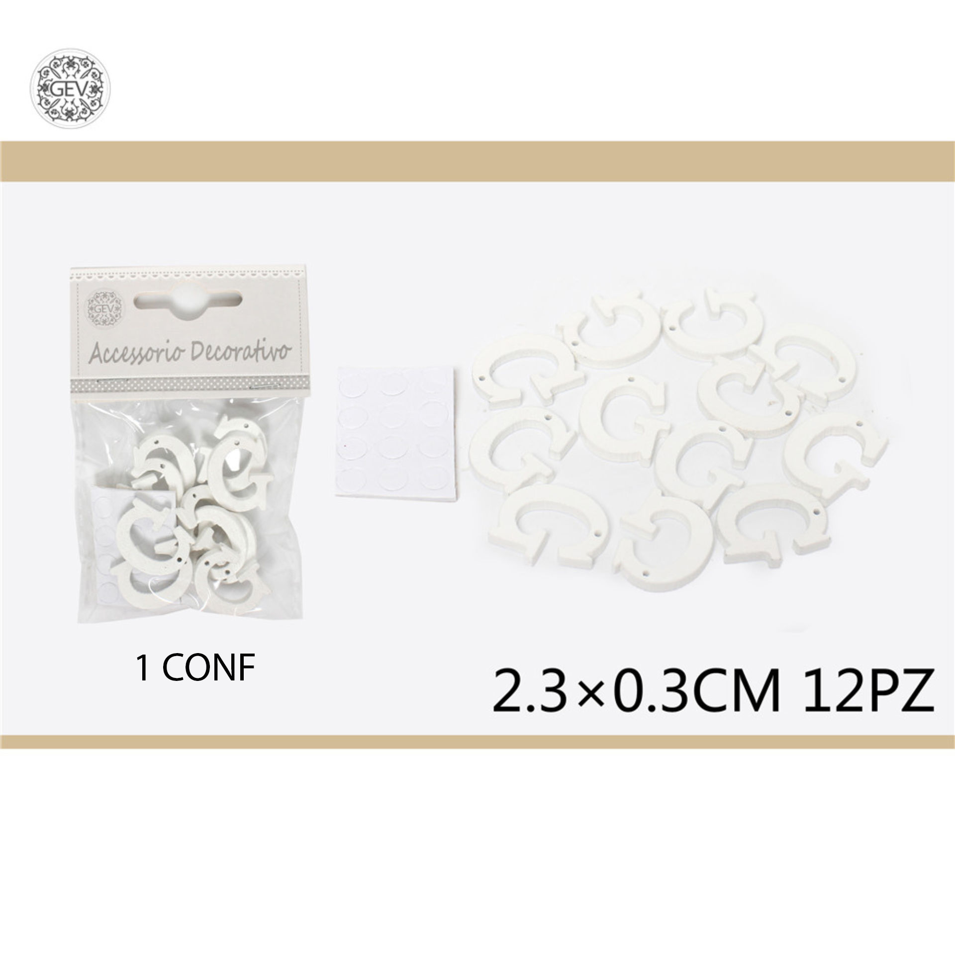 DEC.IN LEGNO 2.3CM0.3 12PCS GGev