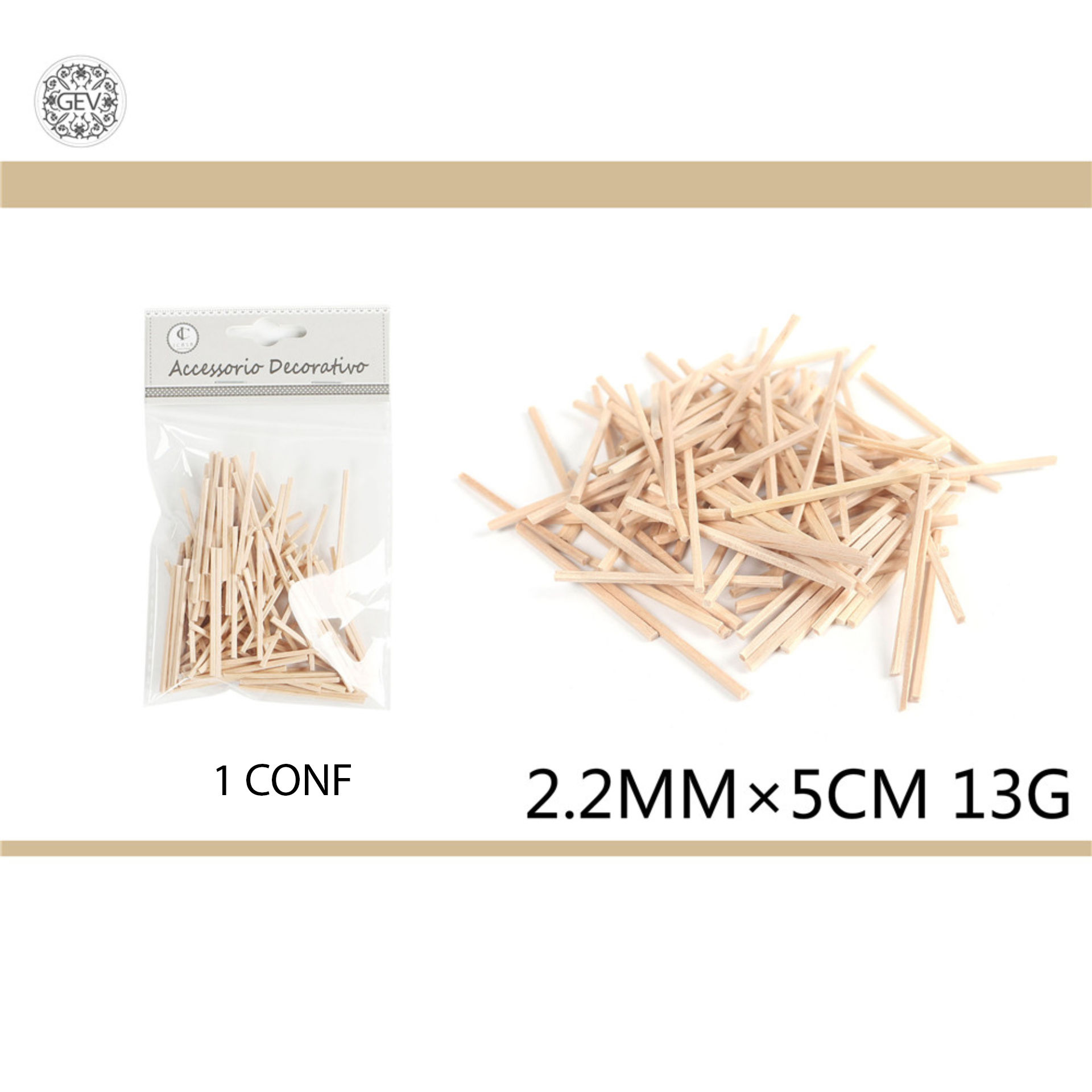 BASTONCINI IN LEGNO 2*2*50MM 13GGev