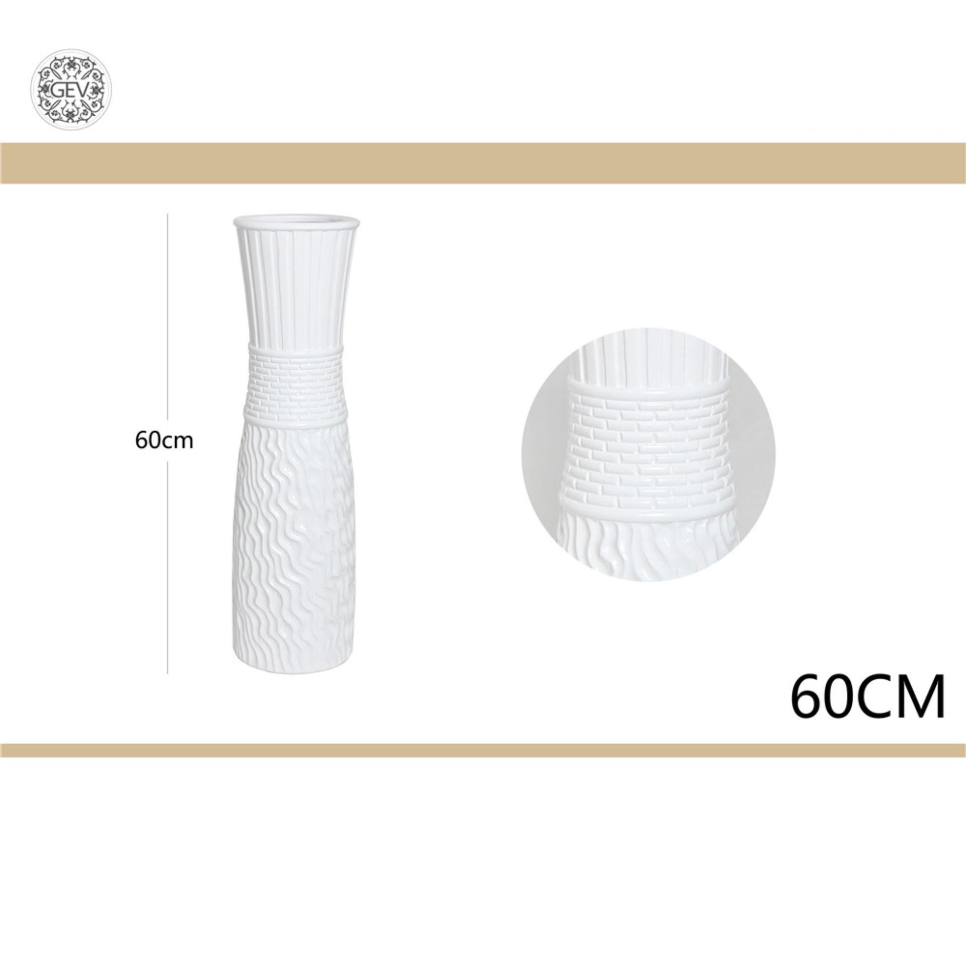 VASO IN CERAMICA 60CM BIANCOGev