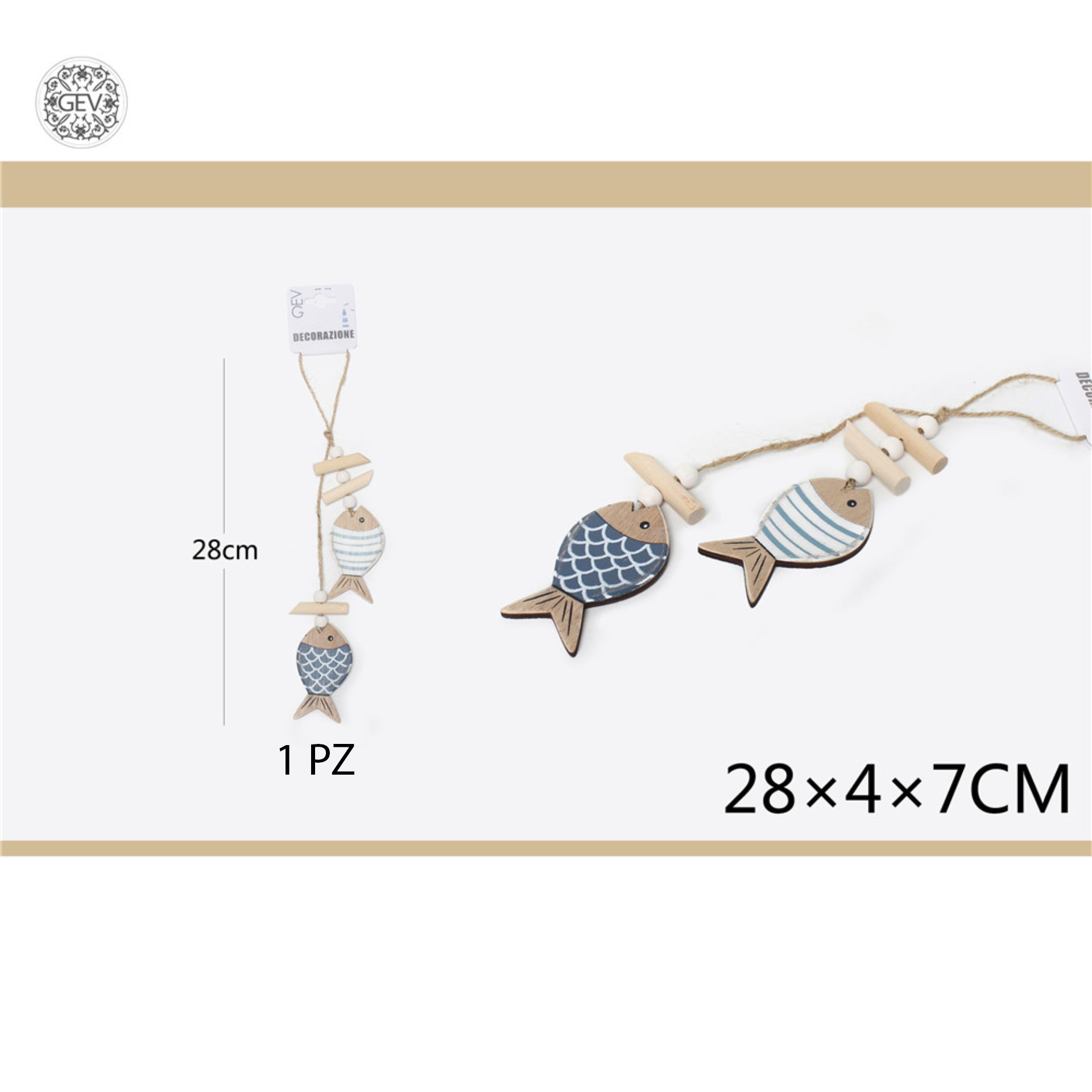 DECORAZIONE PENDENTE PESCI 28*4*7CMGev