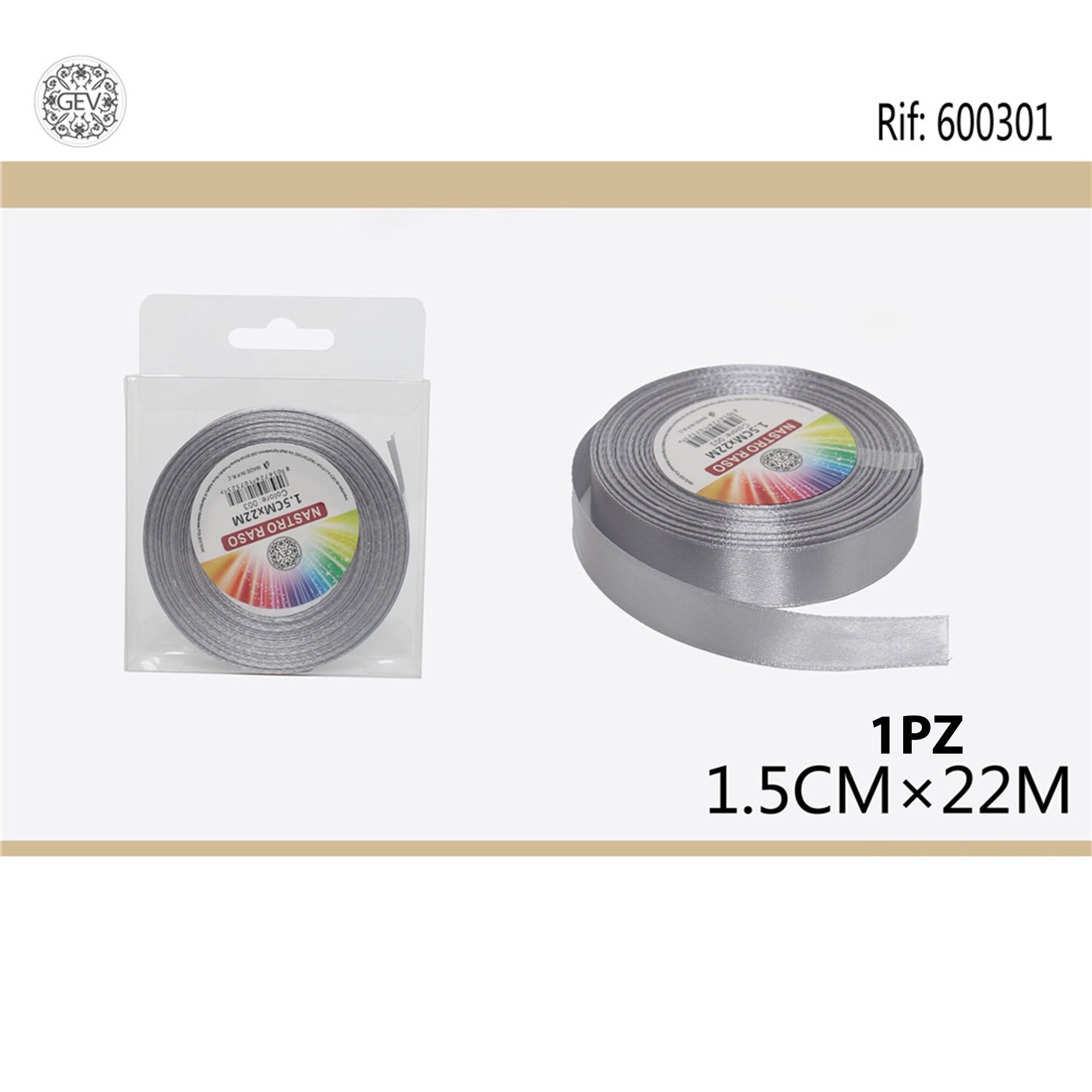 NASTRO RASO 1.5CMX25 GRIGIO