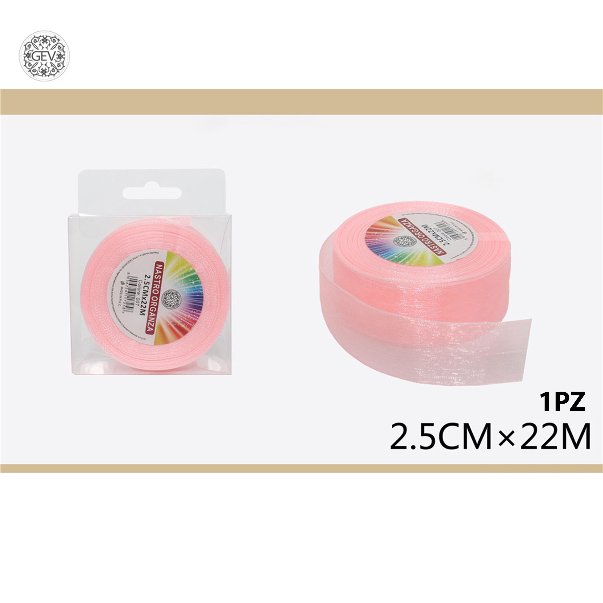 NASTRO ORGANZA 2.5CMX22MT ROSA