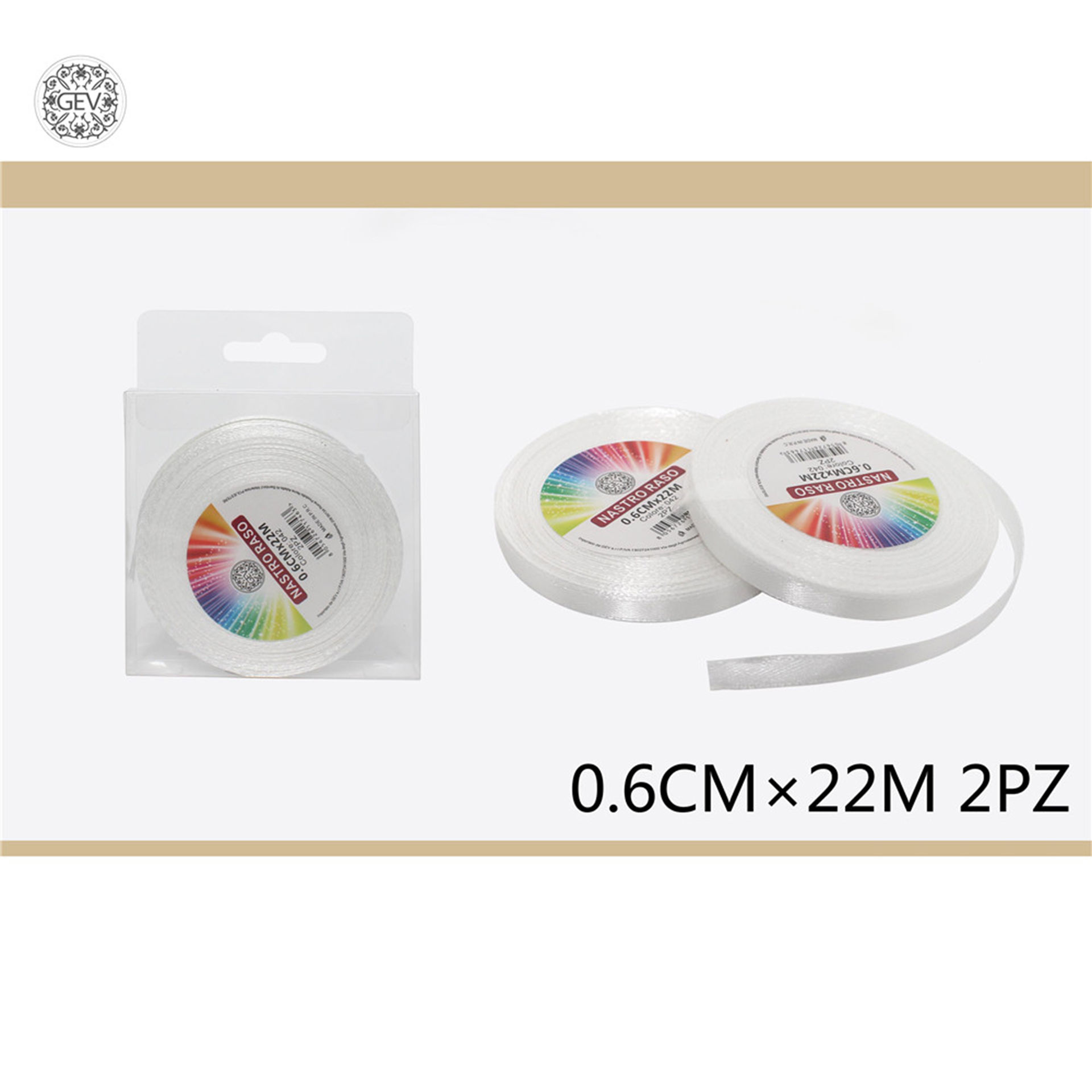 NASTRO RASO 0.6CMX22MT 2PZ BIANCO