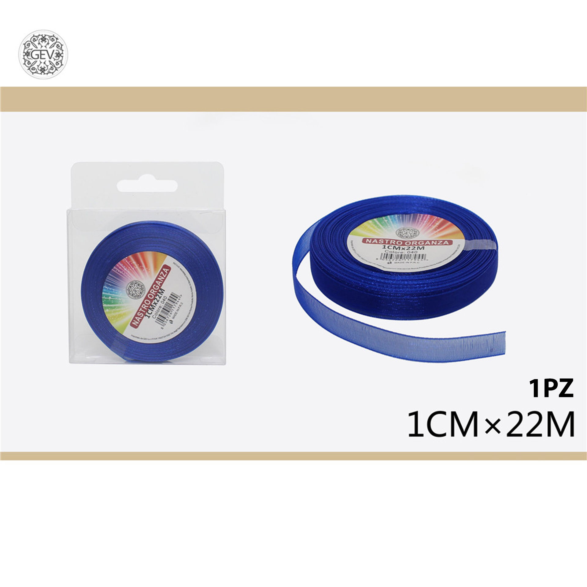 NASTRO ORGANZA 1.0CMX25 BLU