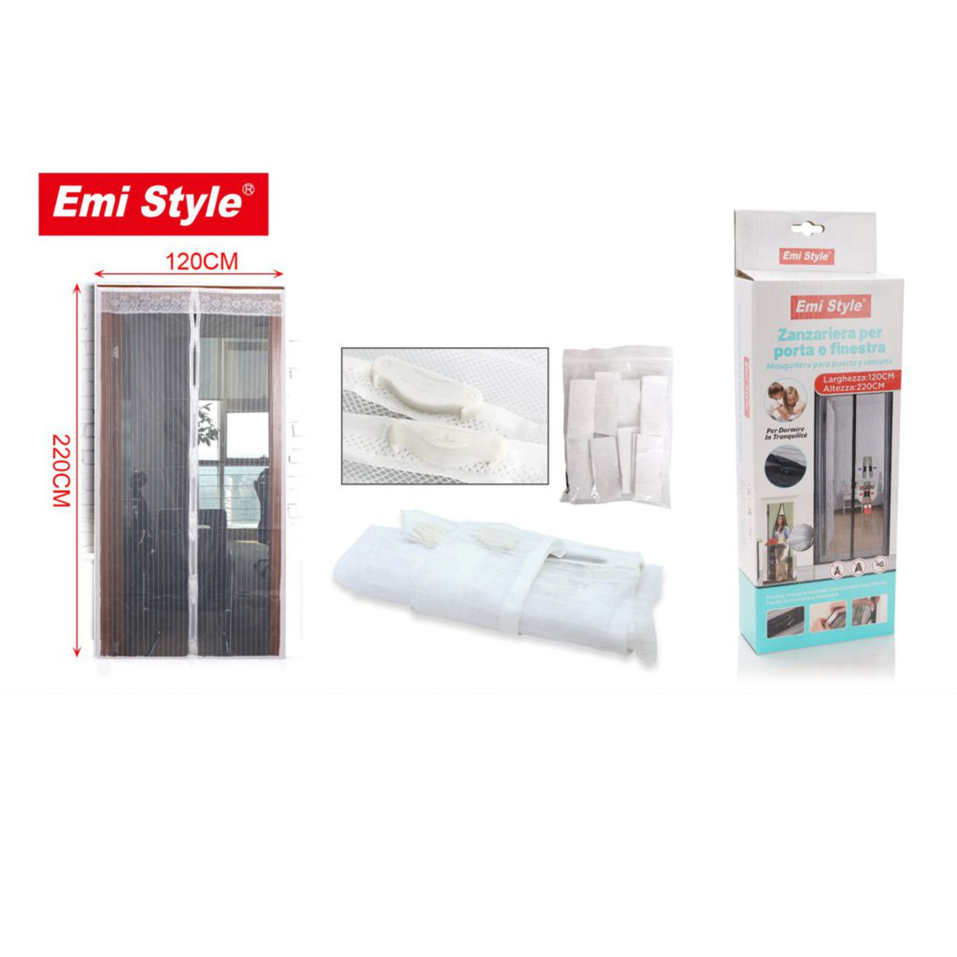 ZANZARIERA PER PORTA E FINESTRA 120*220CM(6202785)Emi Style