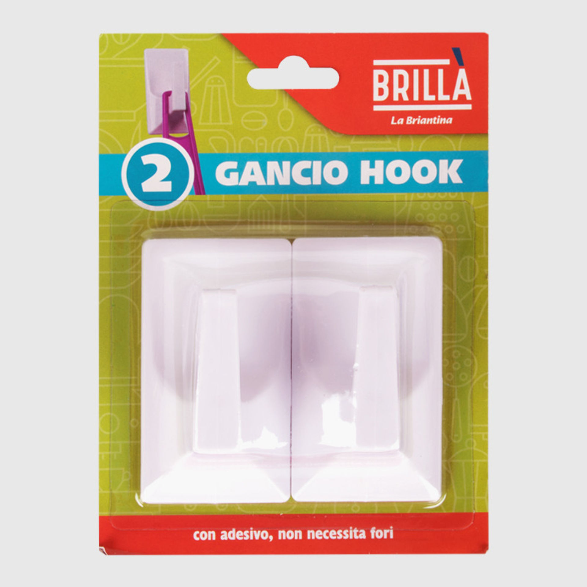 GANCI ADESIVI HOOK 2 PZ 4,6X2,6X2,5 CMCrescere Edizioni