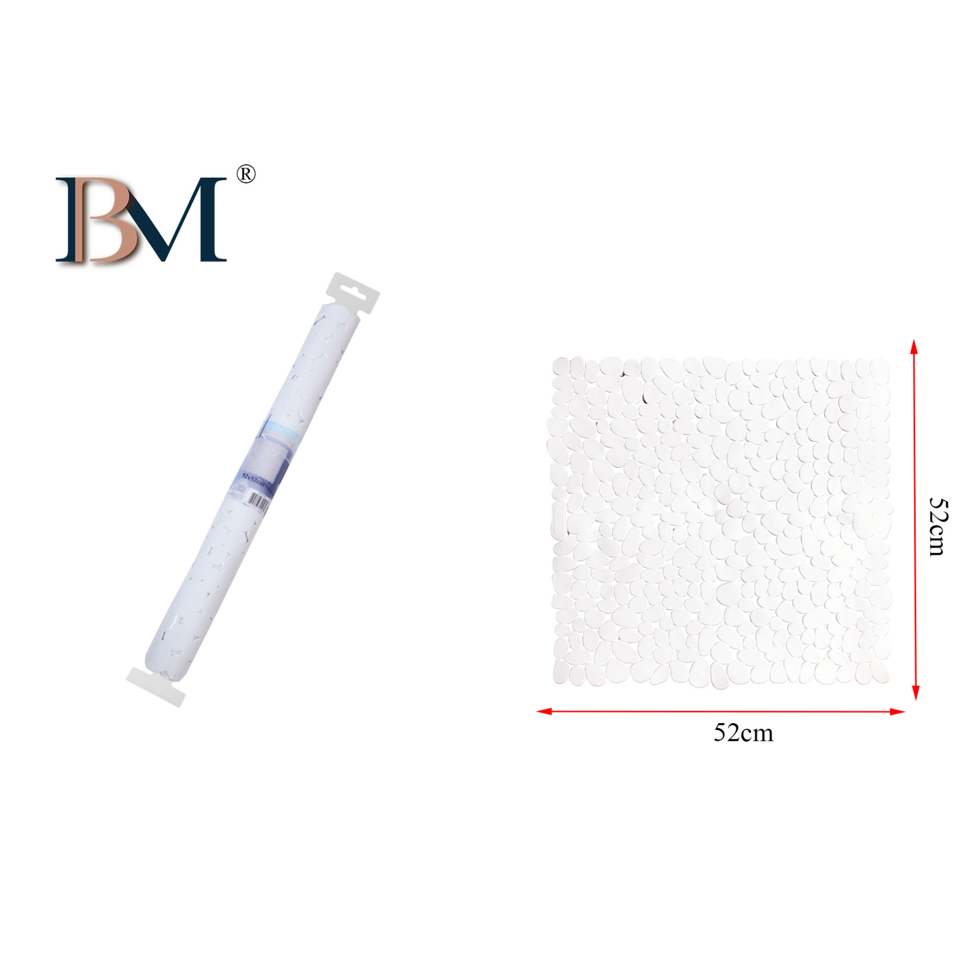 TAPPETO ANTISCIVOLO DOCCIA  52X52CM BIANCOBM