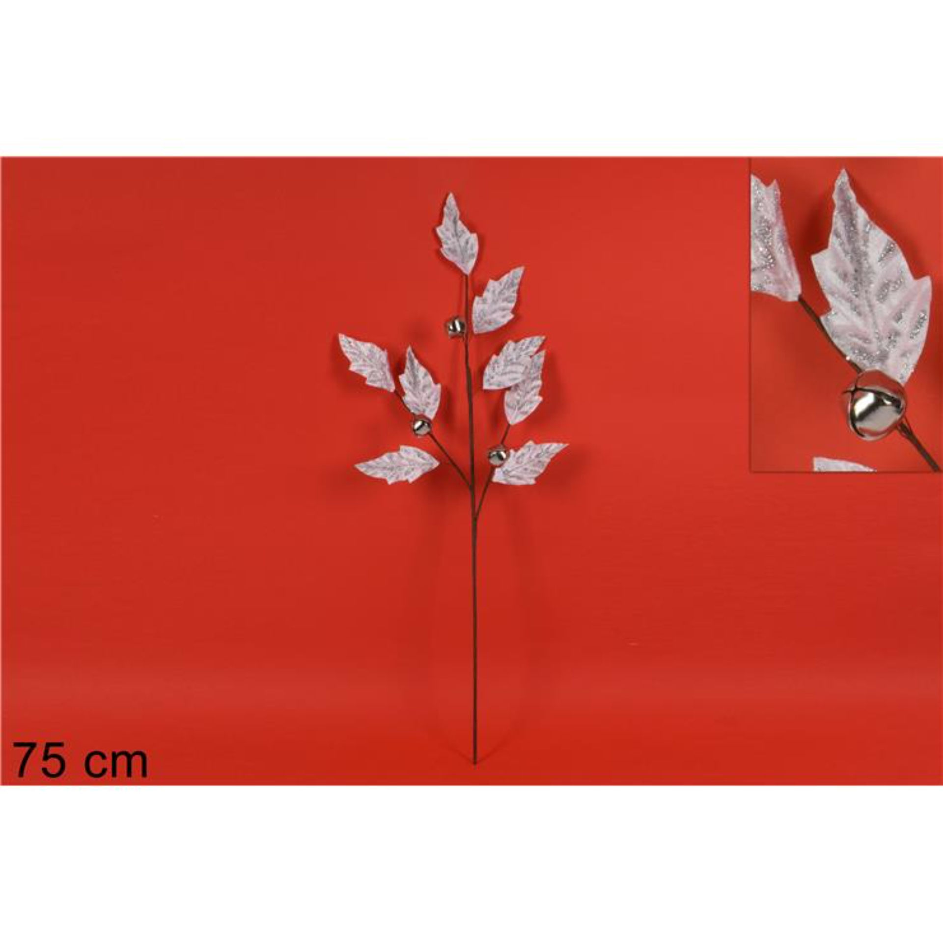 STELO FOGLIE E CAMPANELLE 75CM BIANCO/SILVER  W18-Due Esse