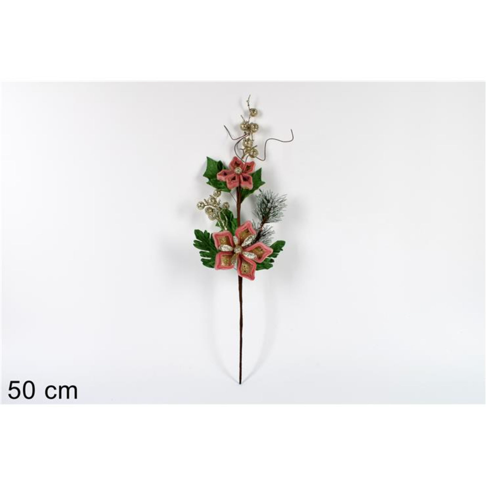RAMO C/ FIORE NATALIZIO 50CM ROSA-ORO BMD19-180/PIDue Esse