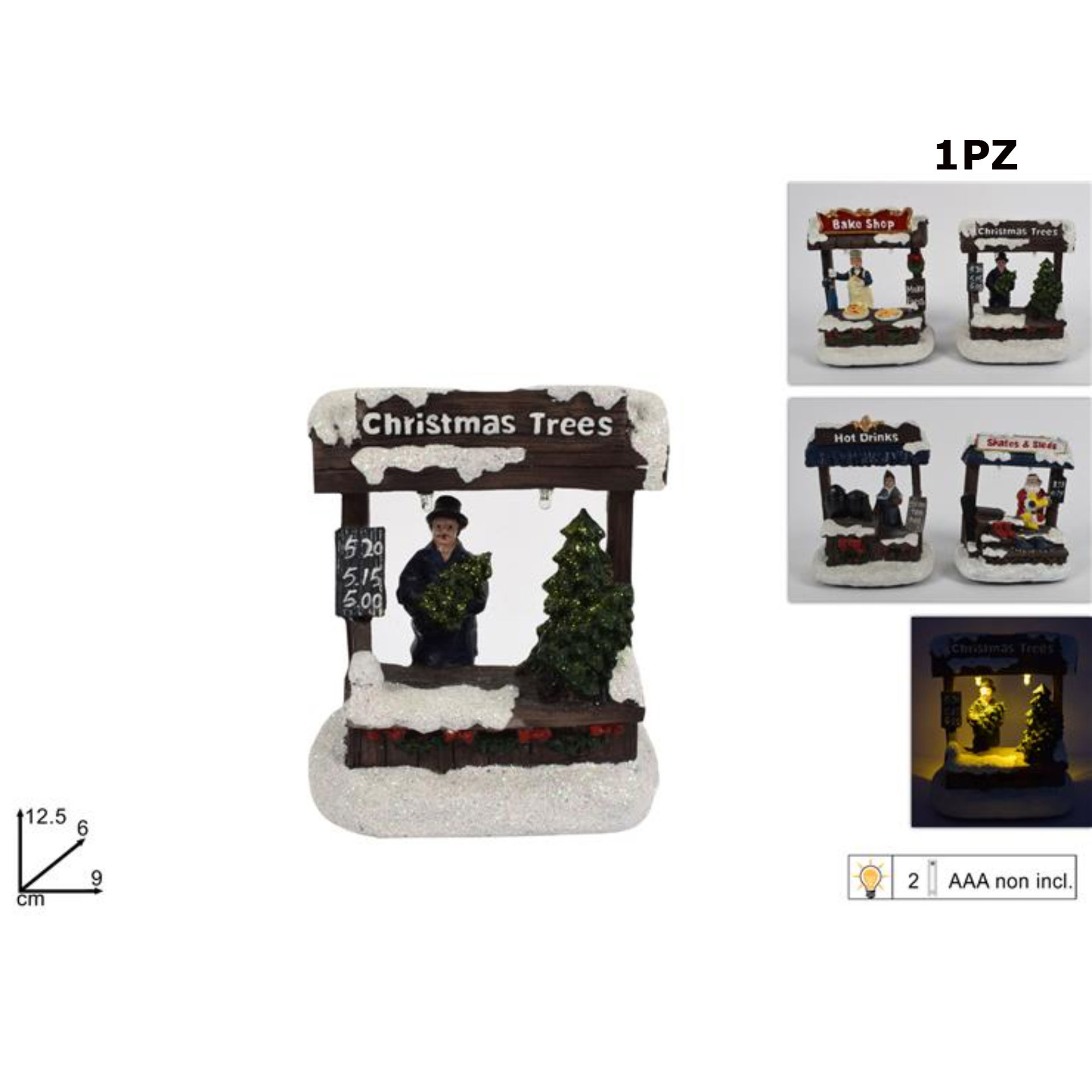 SCENARIO NATALIZIO BANCARELLA C/LUCI BATT 4ASS IN