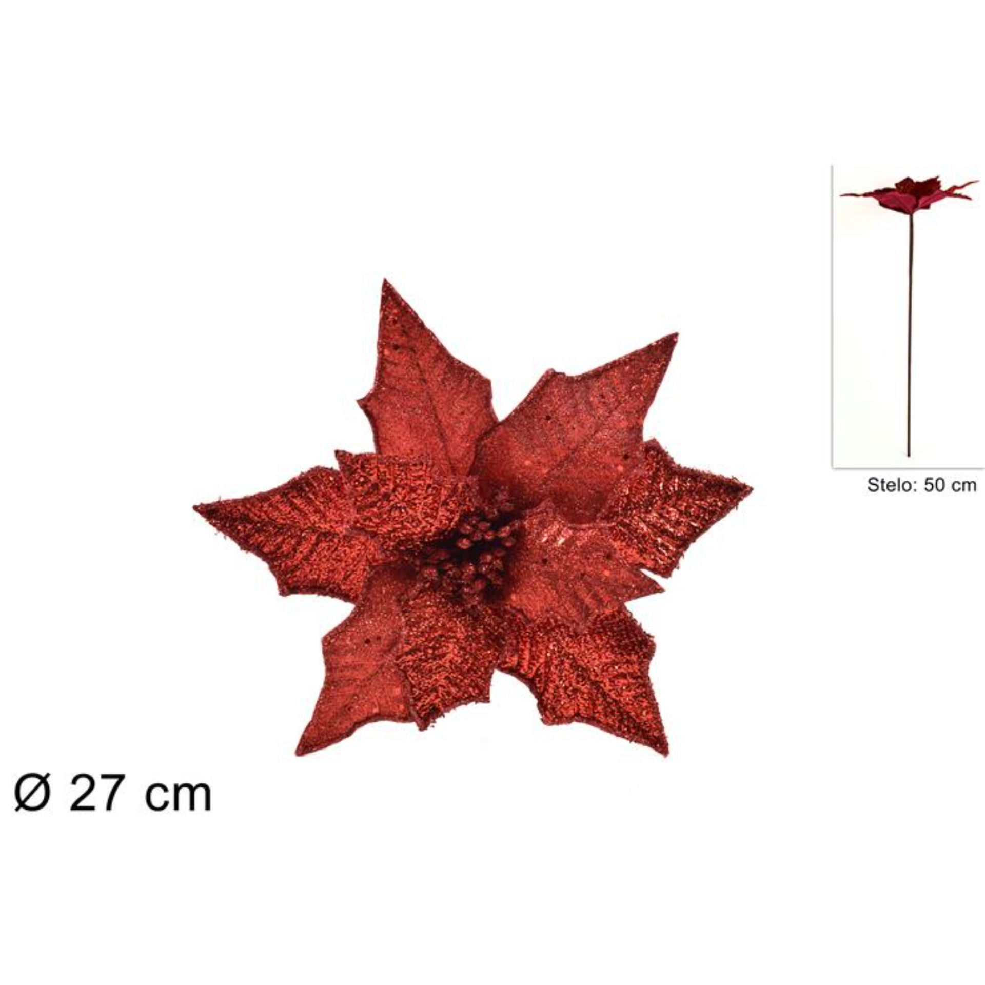 STELO FIORE NATALIZIO 50 CM ROSSO TGL191008-RDue Esse