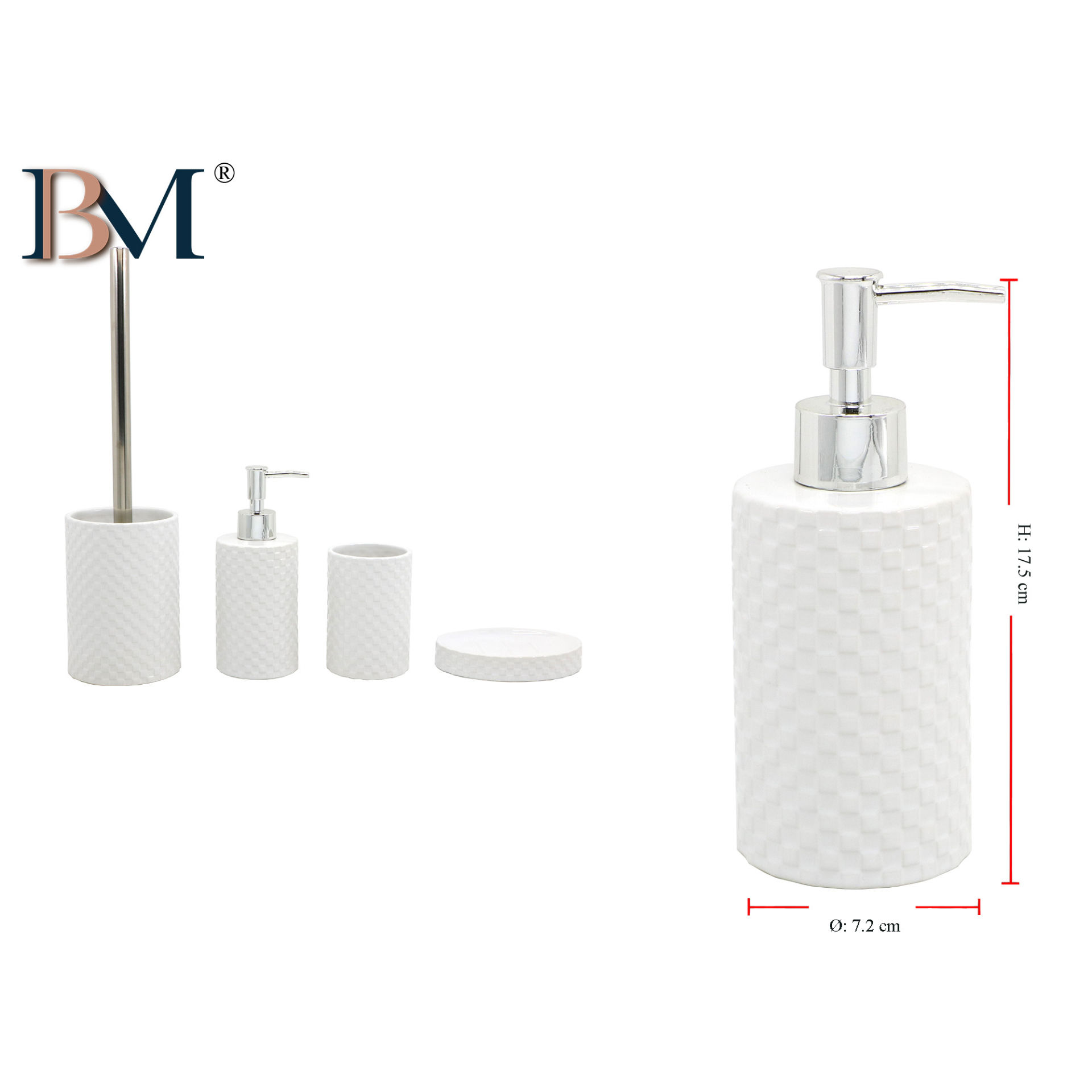 DISPENSATORE DI SAPONE IN CERAMICA, MISURA: 7.2X11