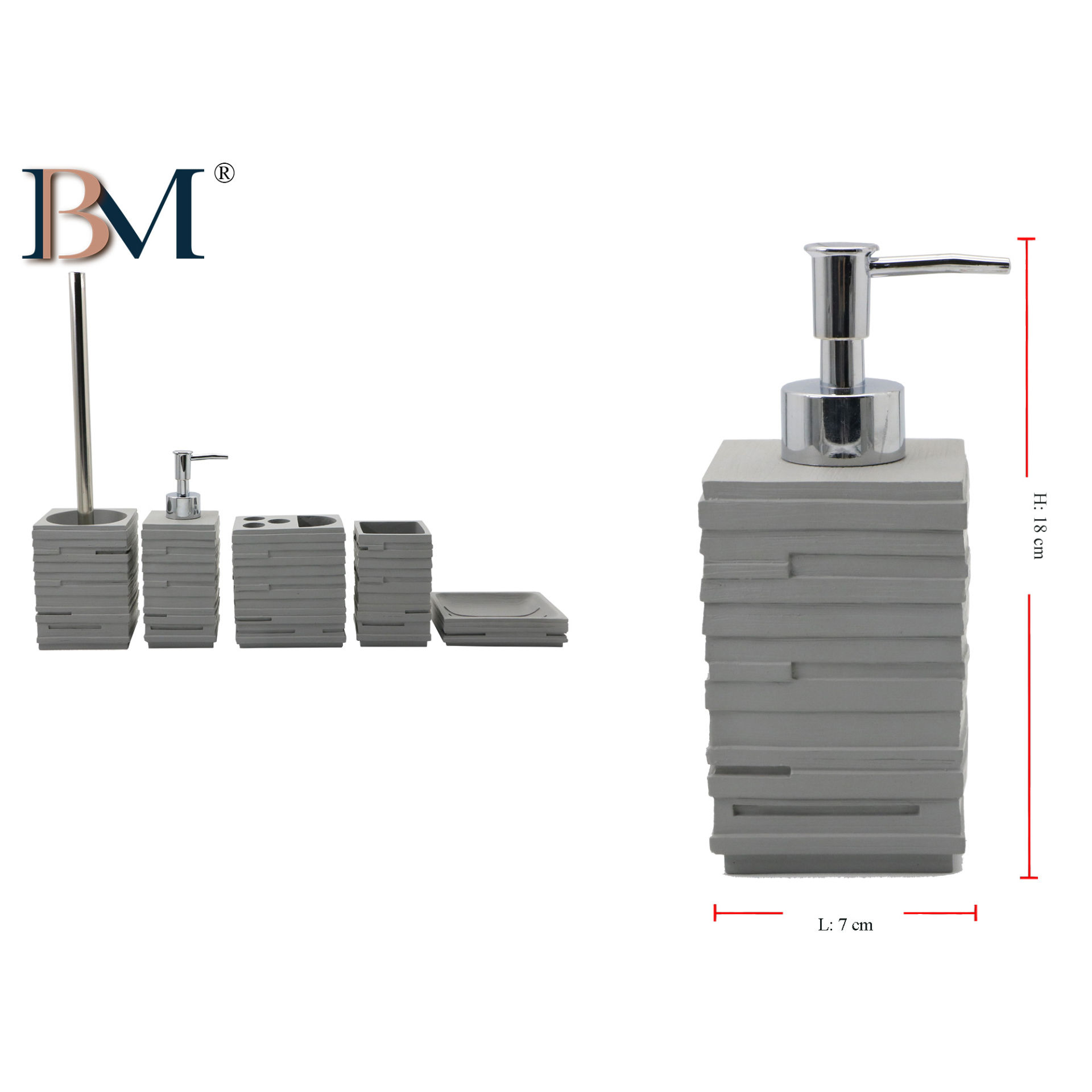 DISPENSATORE DI SAPONE IN RESINA 7X7X18 CM