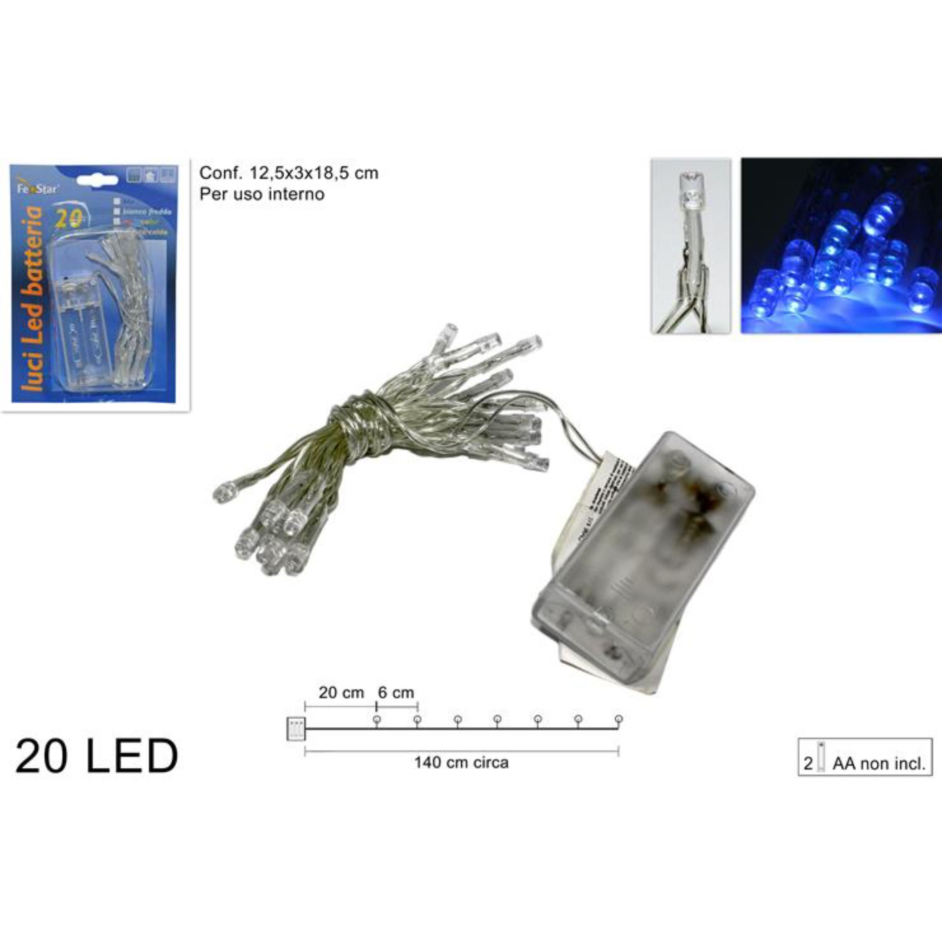 LUCI LED 20 BATTERIA BLU ART.YC20LB