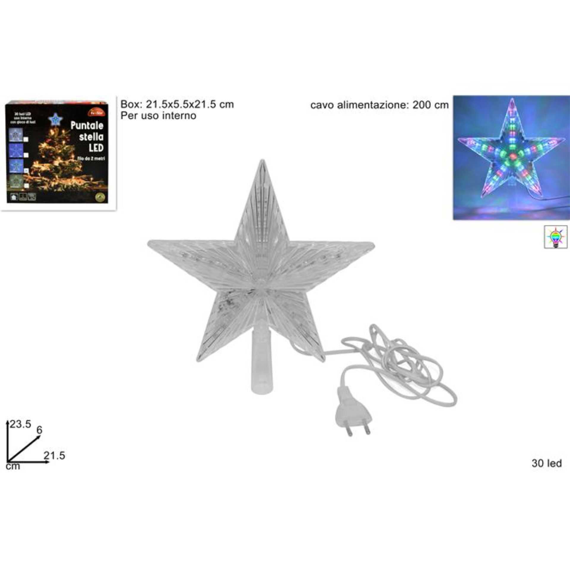 PUNTALE STELLA 30LED GIOCOLUCI 220VMULTICOLOR YGSD