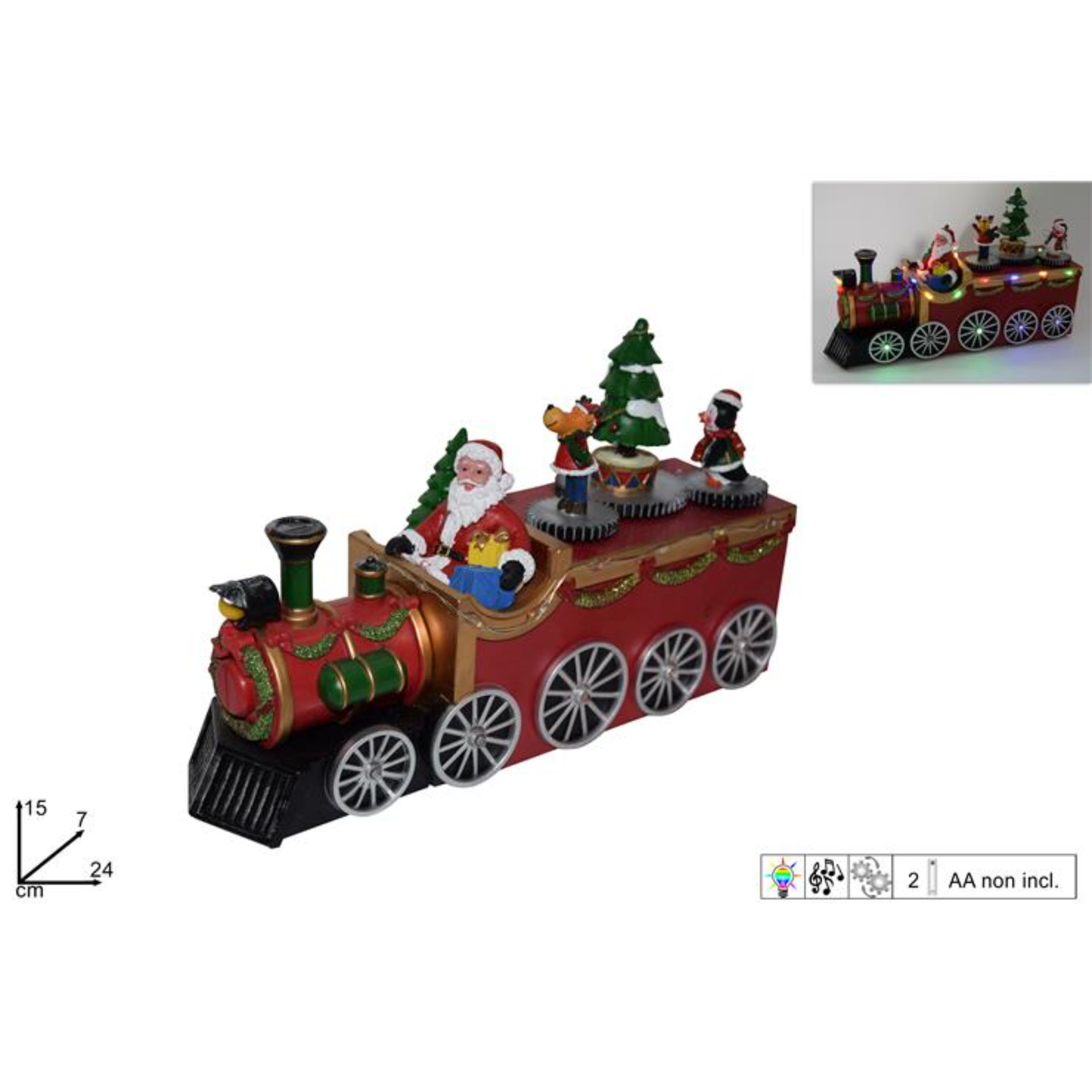 GIOSTRINA TRENINO BABBO NAT C/BAMBINI LUCI MOV SUO